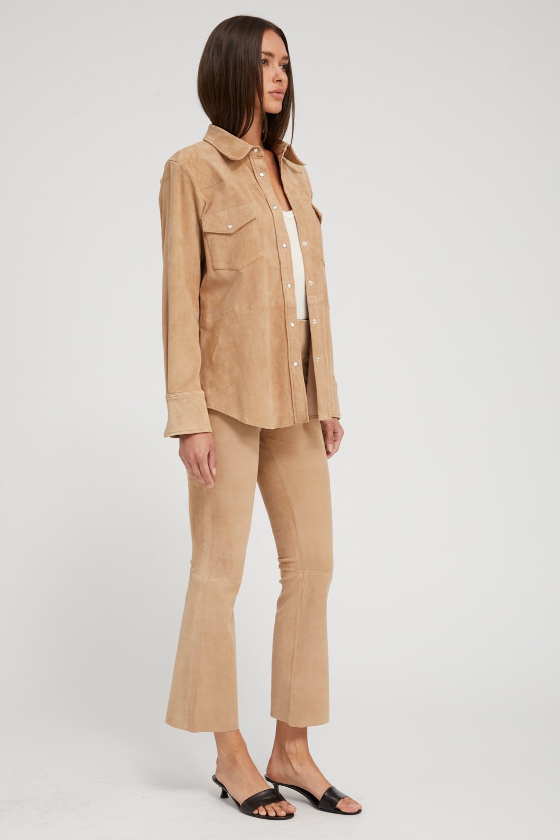 SAND SUEDE WESTERN BUTTON DOWN - 3