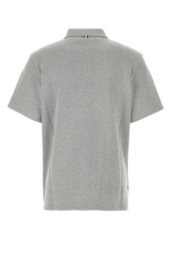 Thom Browne Man Grey Cotton Polo Shirt - 2