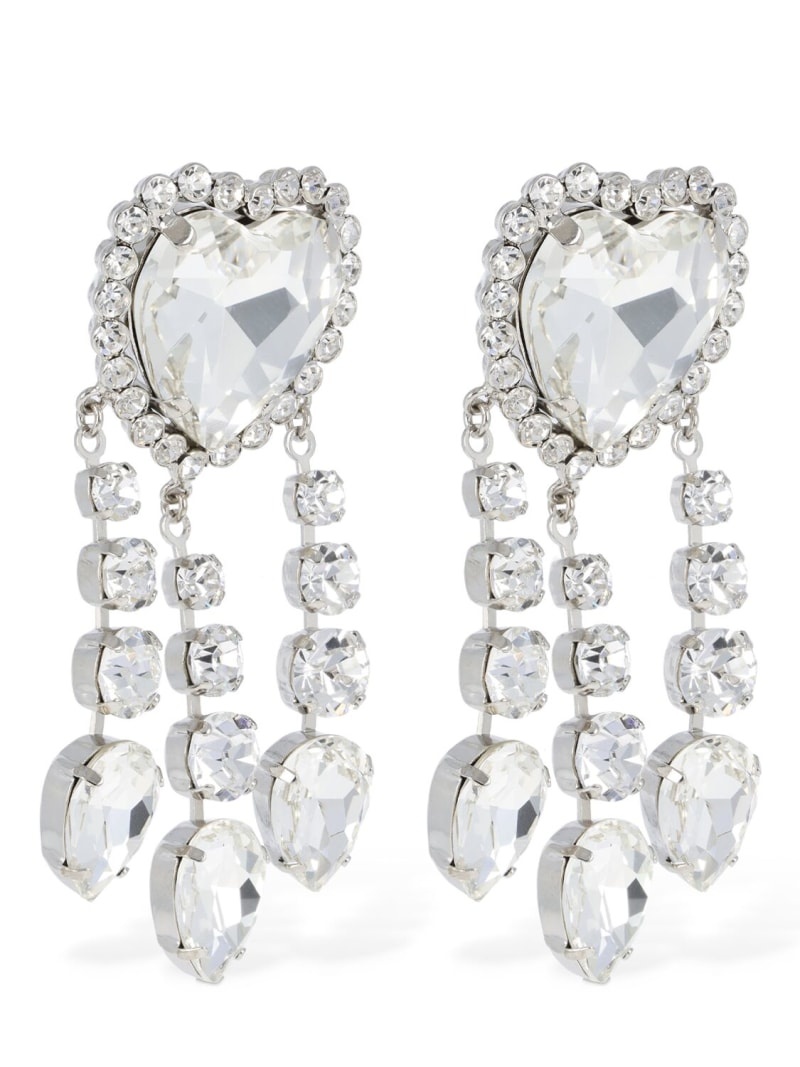 Heart earrings w/ crystal pendants - 3