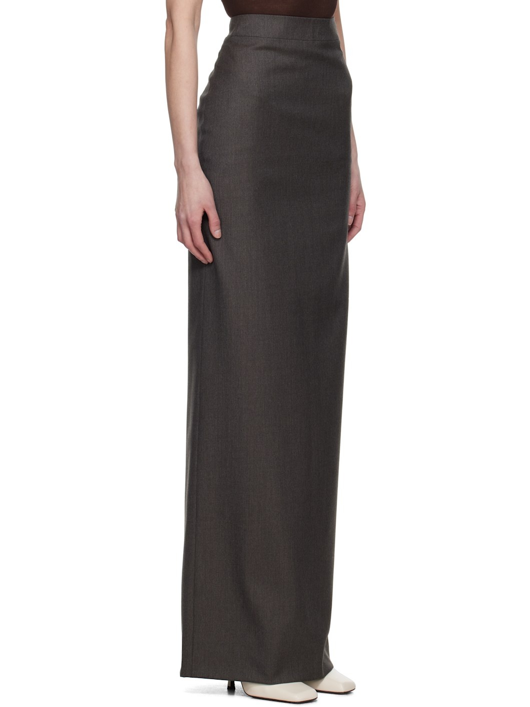 Gray Pencil Maxi Skirt - 2