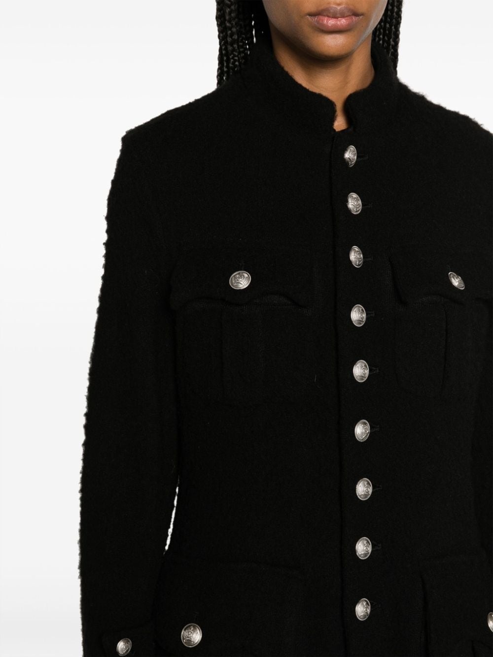 brushed single-breasted coat - 5