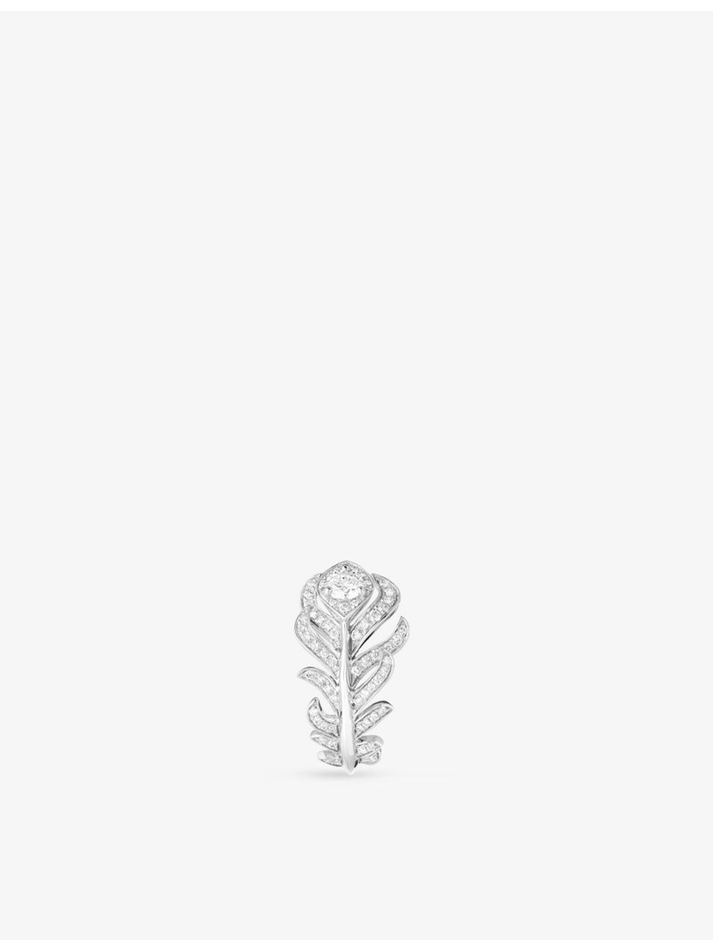 Boucheron Plume de Paon XS 18ct white-gold, 0.42ct round-brilliant and 0.18ct rose-cut diamond ring outlook