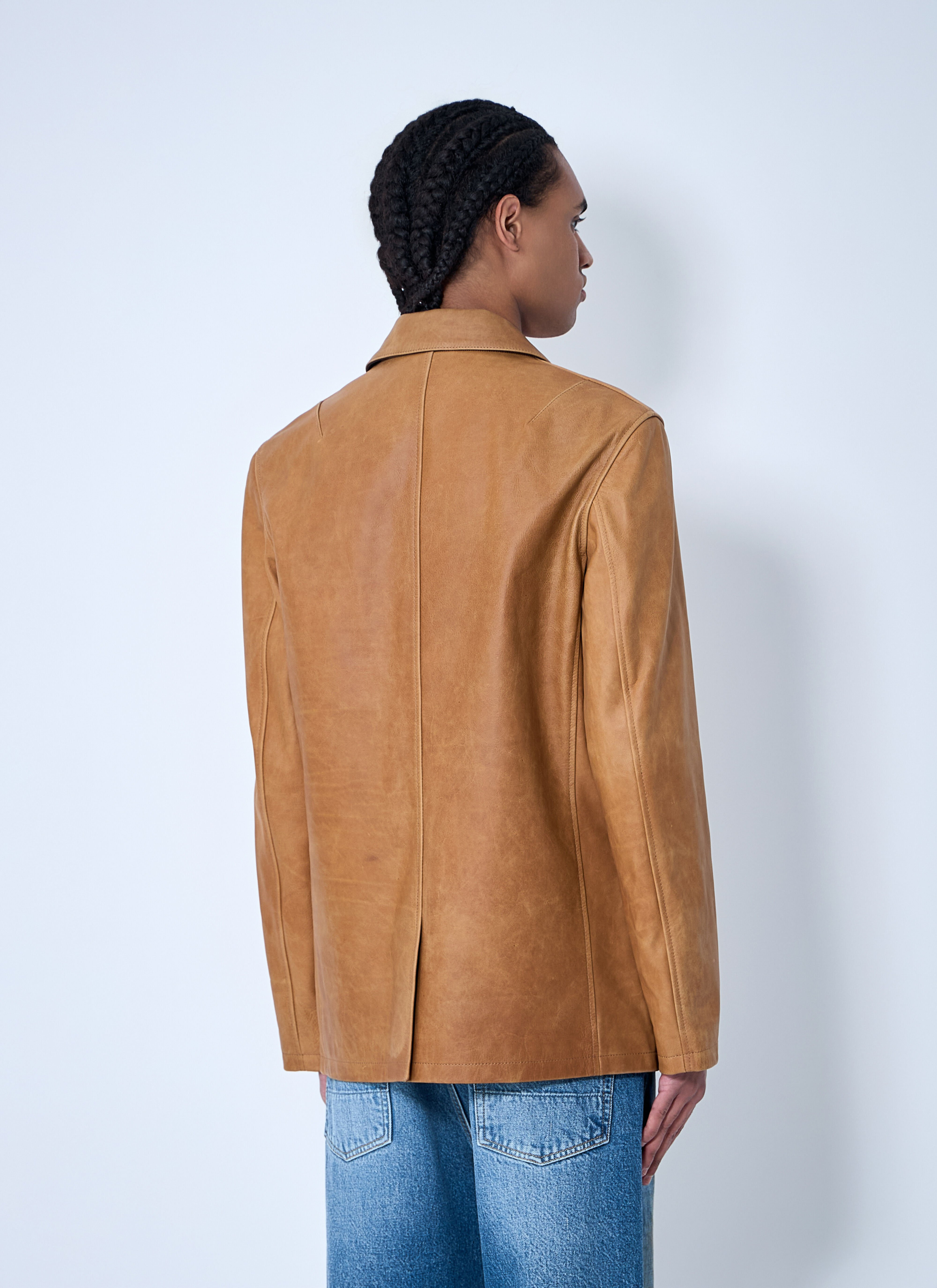 Leather Openning Blazer - 4