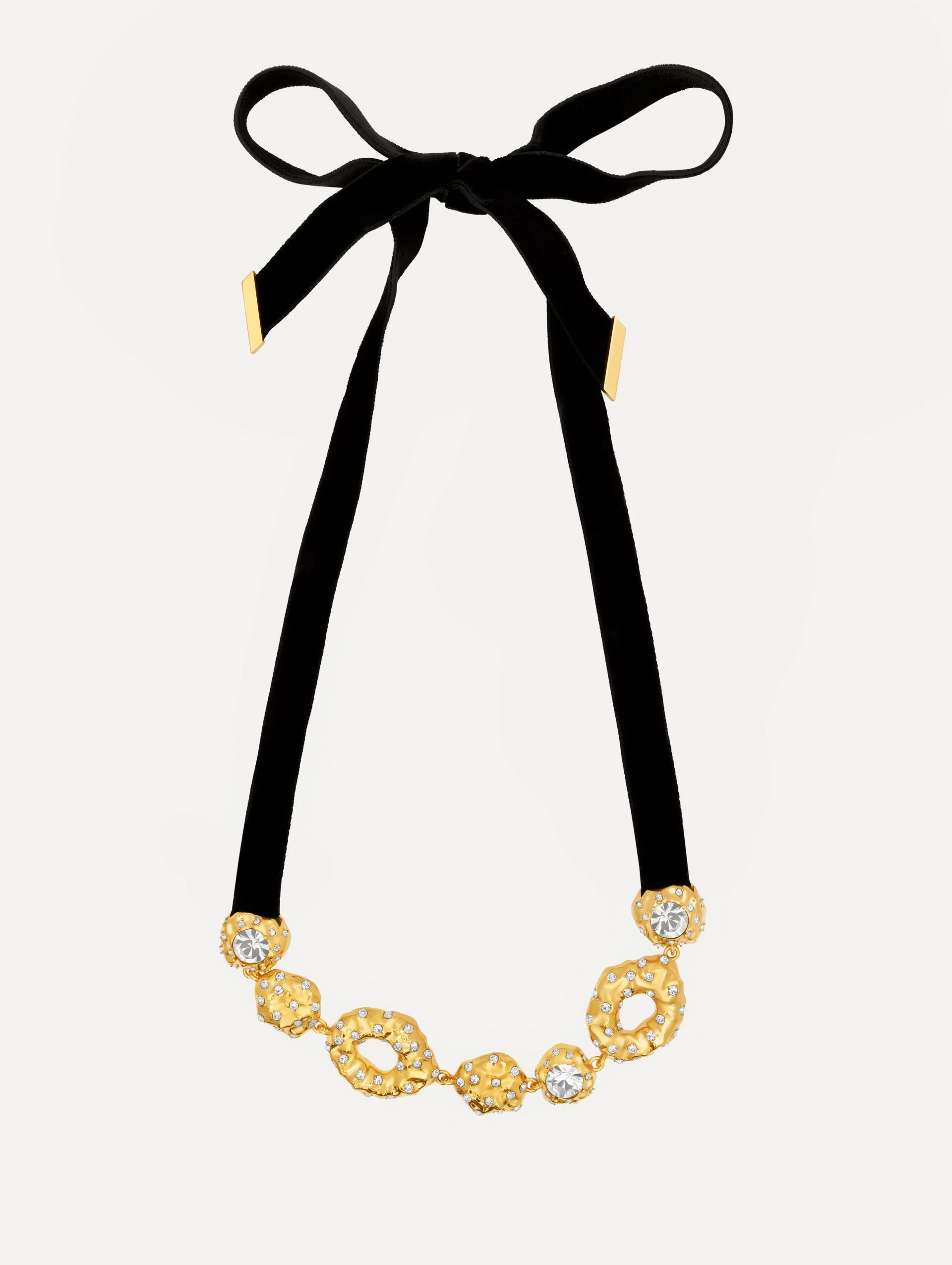 HAMMERED STONE VELVET NECKLACE - 1