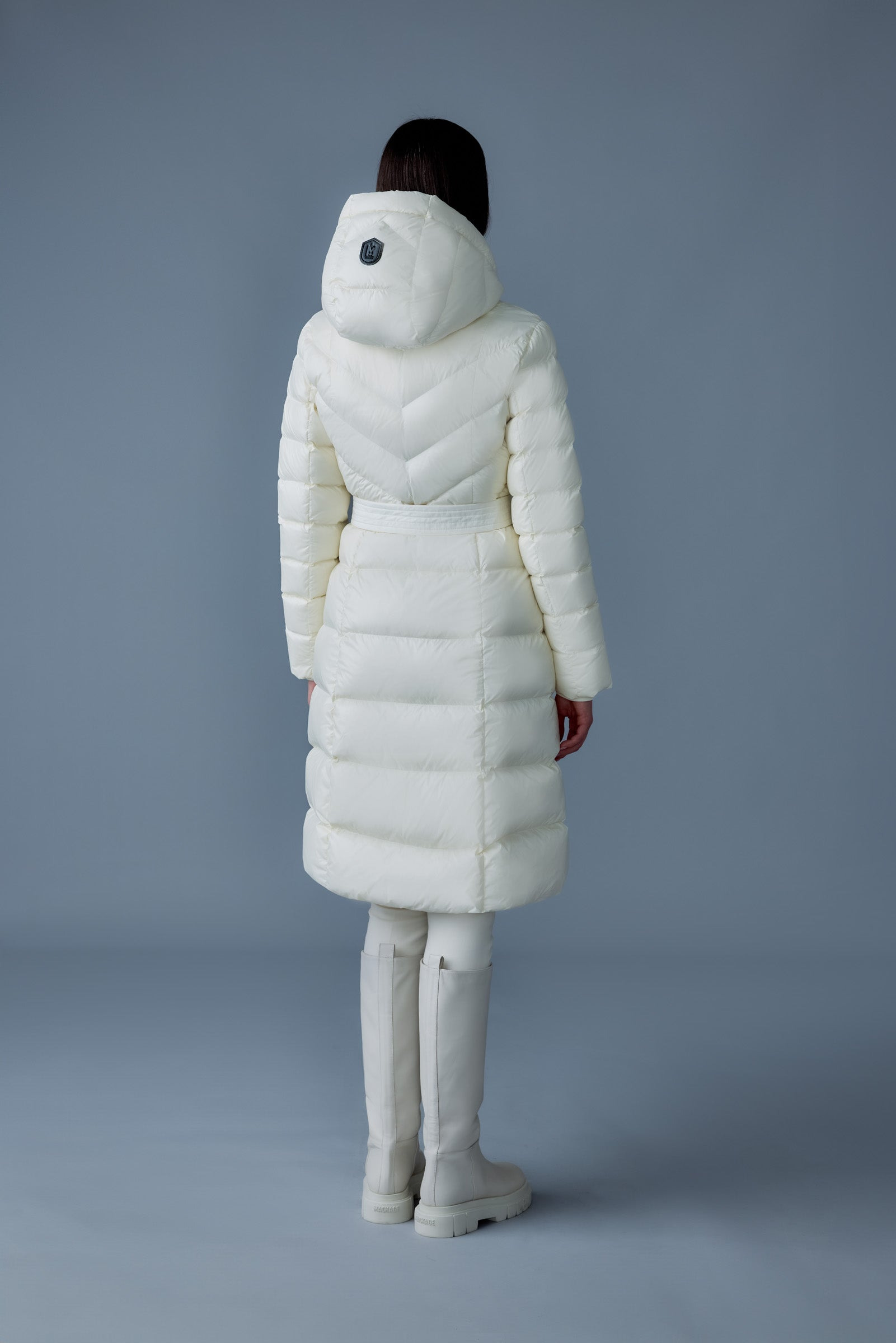CORALIA down coat with hood and sash belt - 4