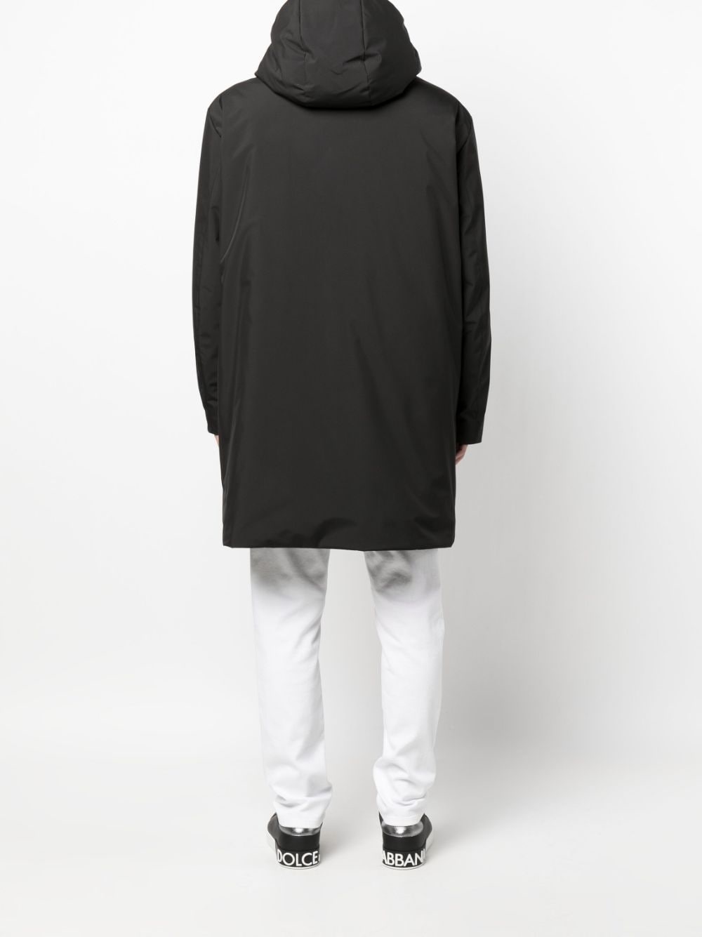 logo-plaque hooded coat - 4