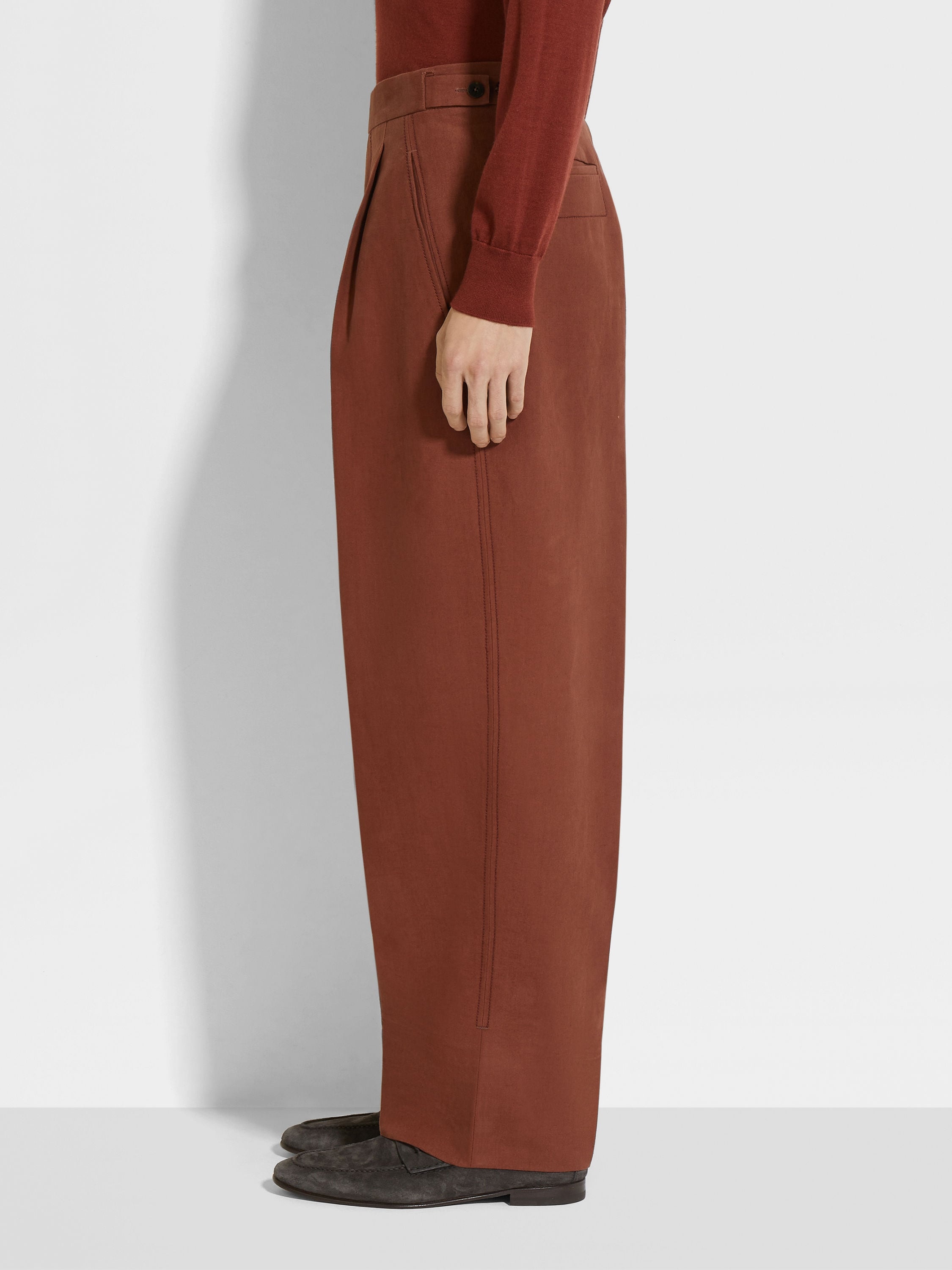 TOBACCO OASI LINO PANTS - 4
