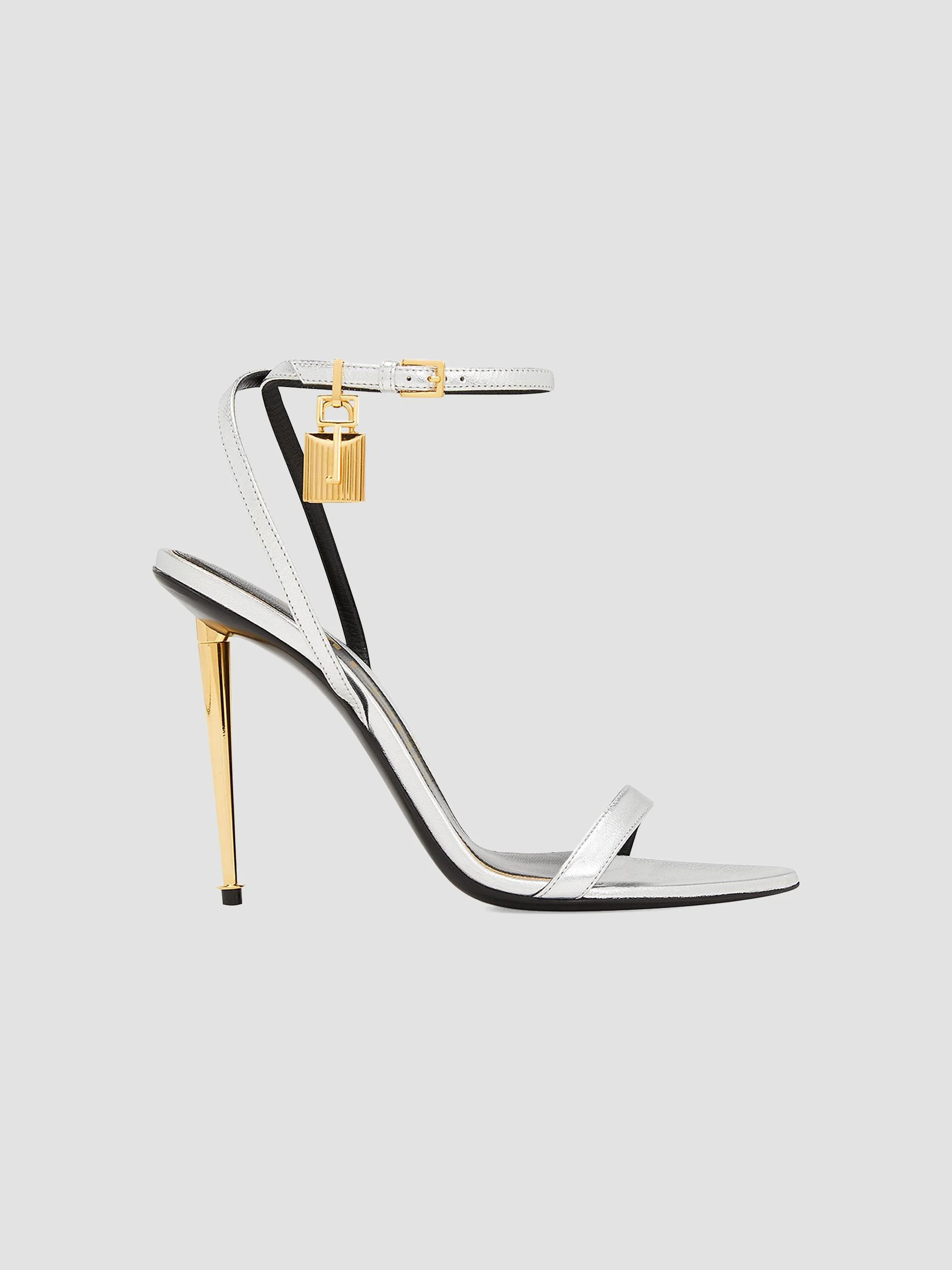 Women's 105MM Metallic Leather Stiletto Sandals - Silver - 1