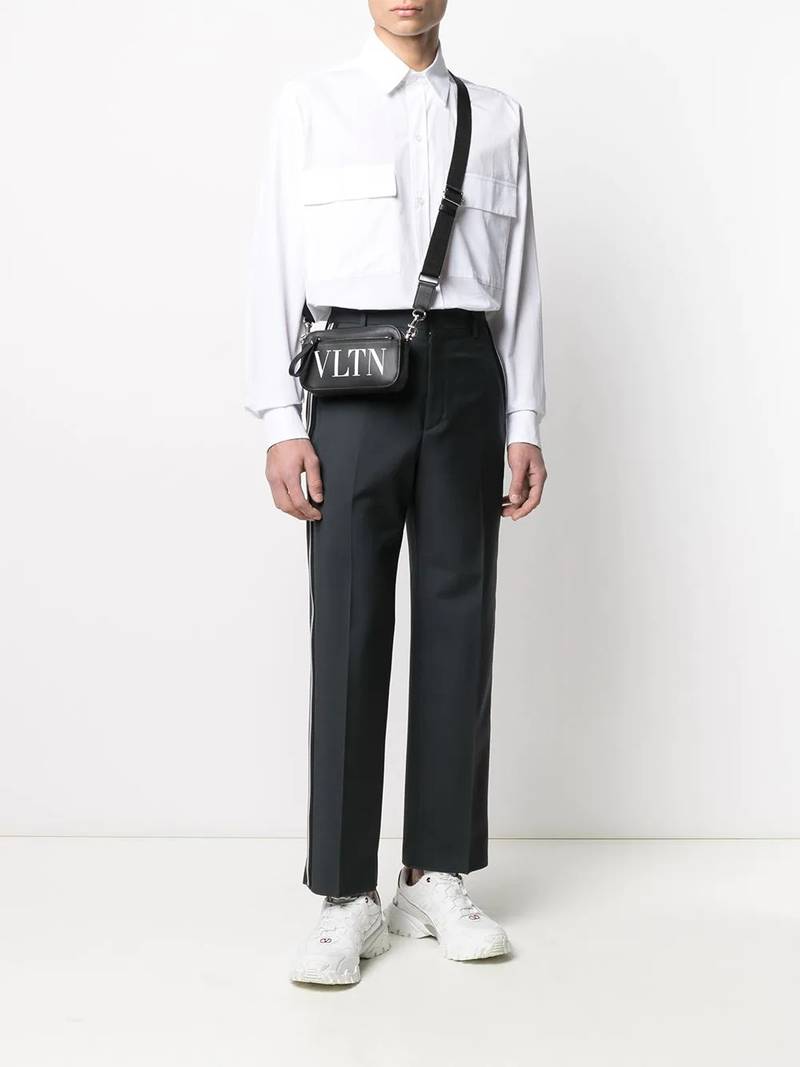 Valentino side-stripe wide-leg tailored trousers outlook