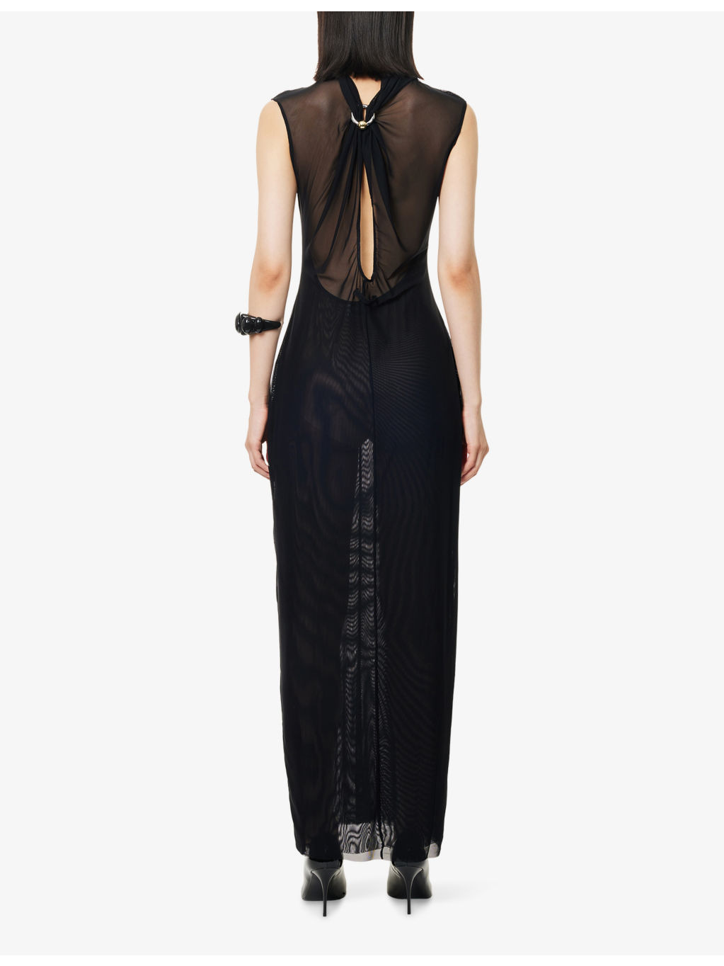Mock-Neck Sequin Stretch-Mesh Maxi Dress - 4