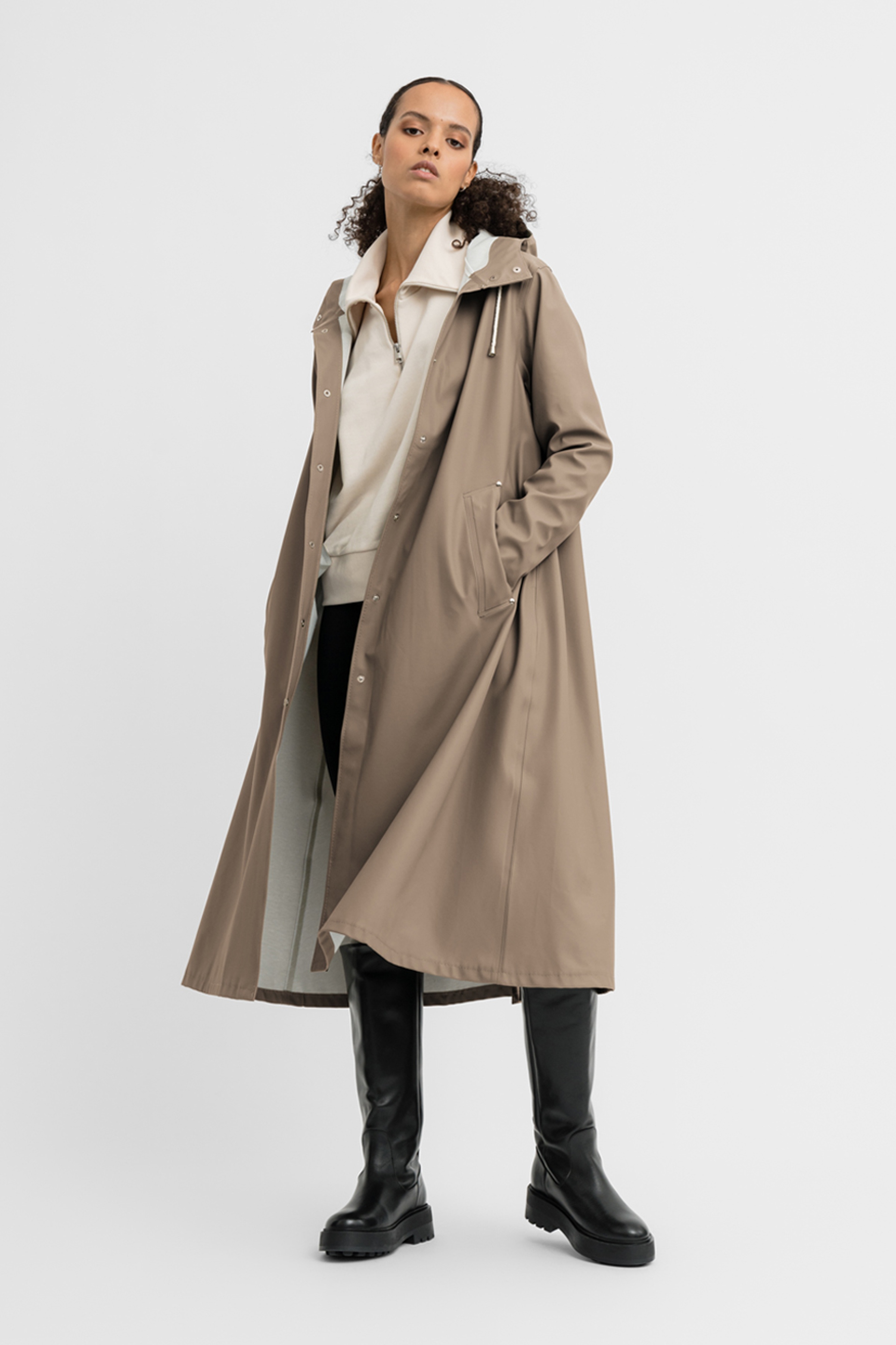 Mosebacke Long Print Raincoat Mole - 1