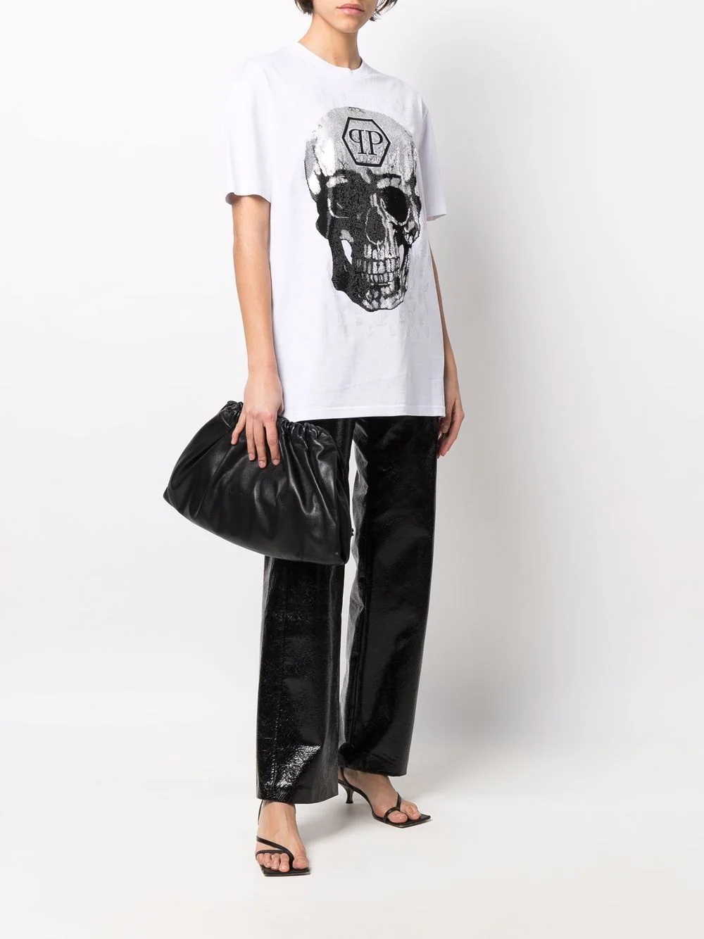 gem-embellished skull logo-graphic T-shirt - 3