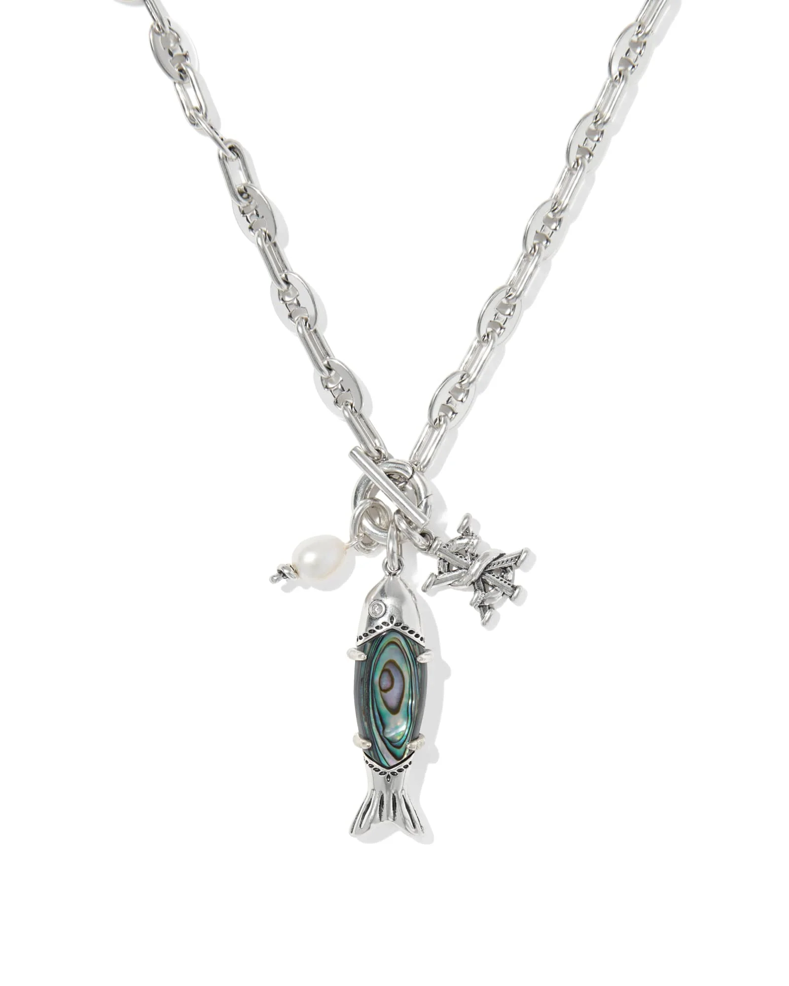 Parker Fish Vintage Silver Long Charm Necklace - 1