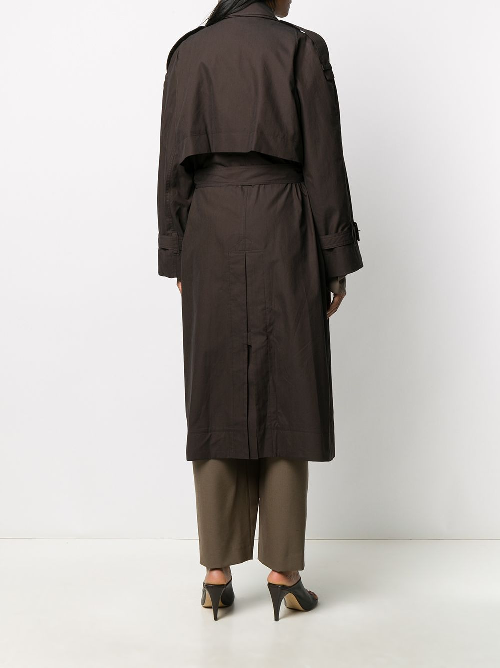belted double-breasted trench coat - 4