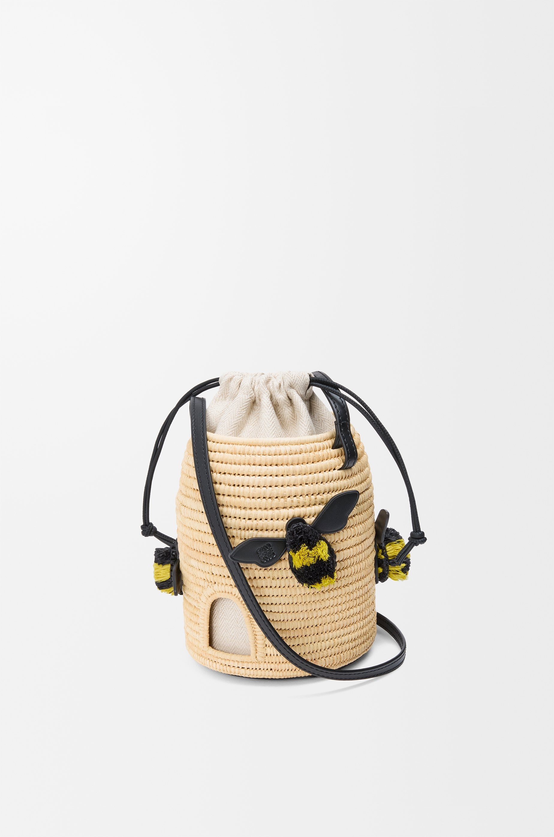 Beehive basket in raffia and calfskin - 4