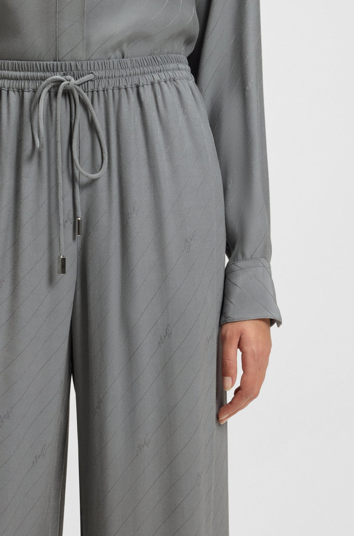 WIDE-LEG TROUSERS WITH LOGO JACQUARD - 5