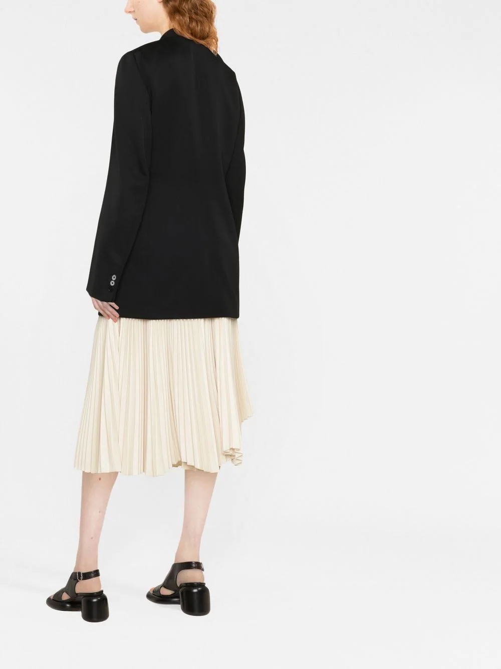 lapelless single-breasted blazer - 3