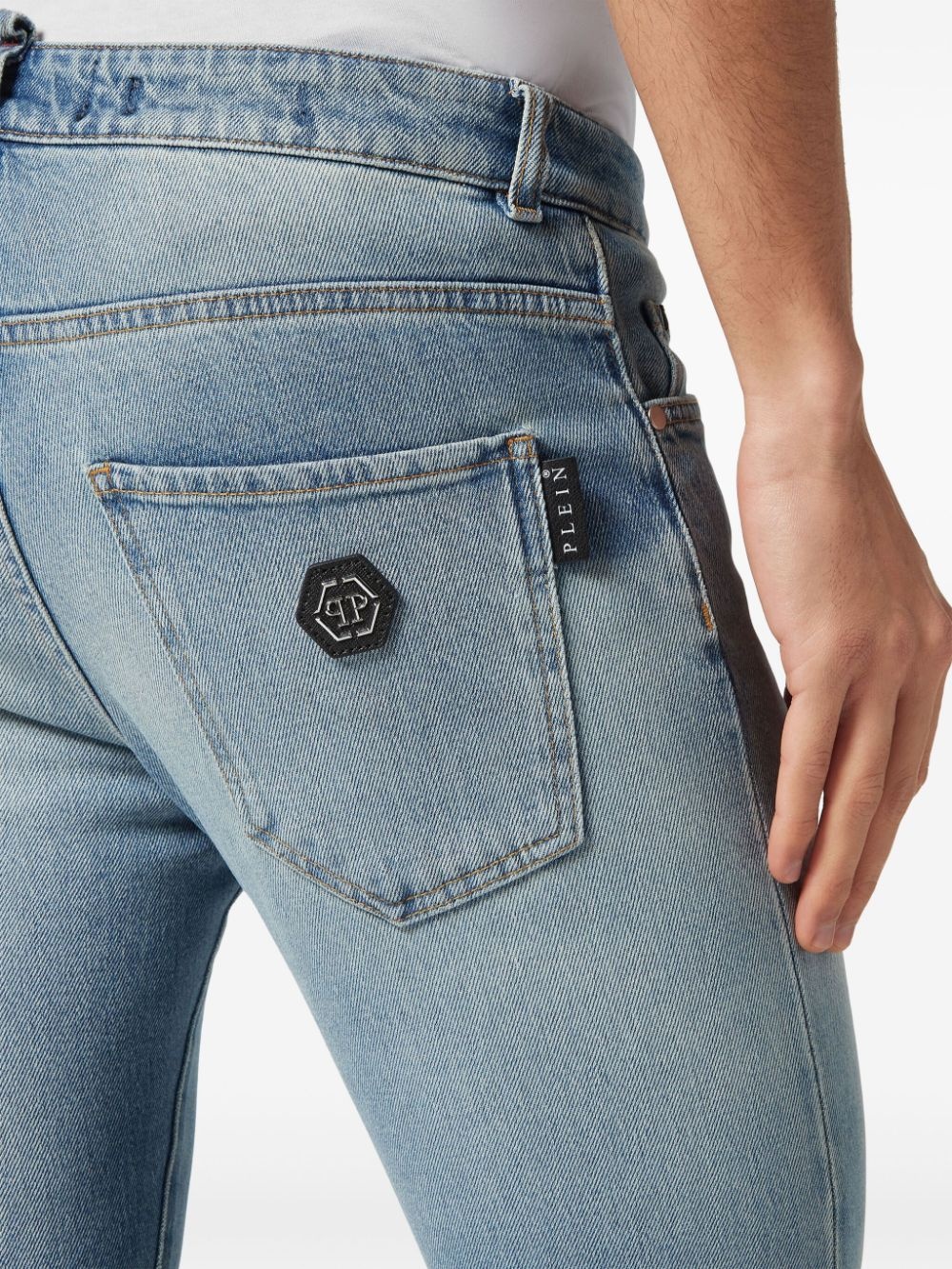 logo-appliquÃ© low-rise skinny jeans - 4