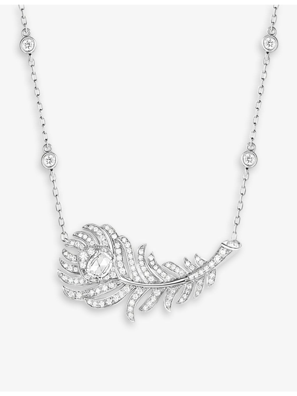 Plume de Paon 18ct white-gold and diamond necklace - 4