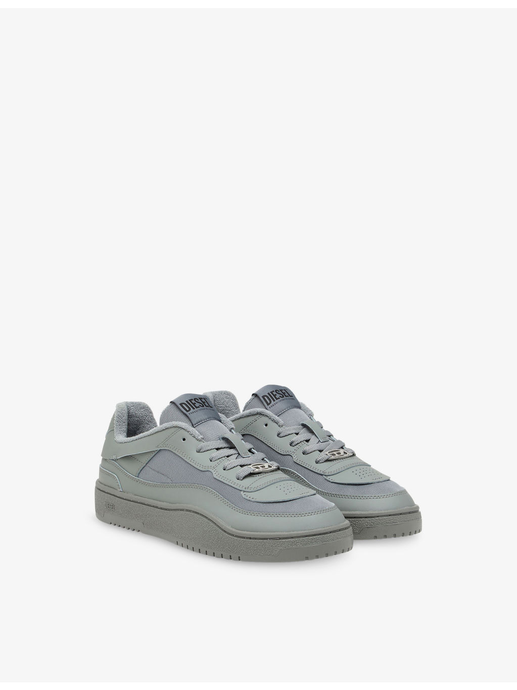 Oval Skate Leather and Fabric Trainers - 3