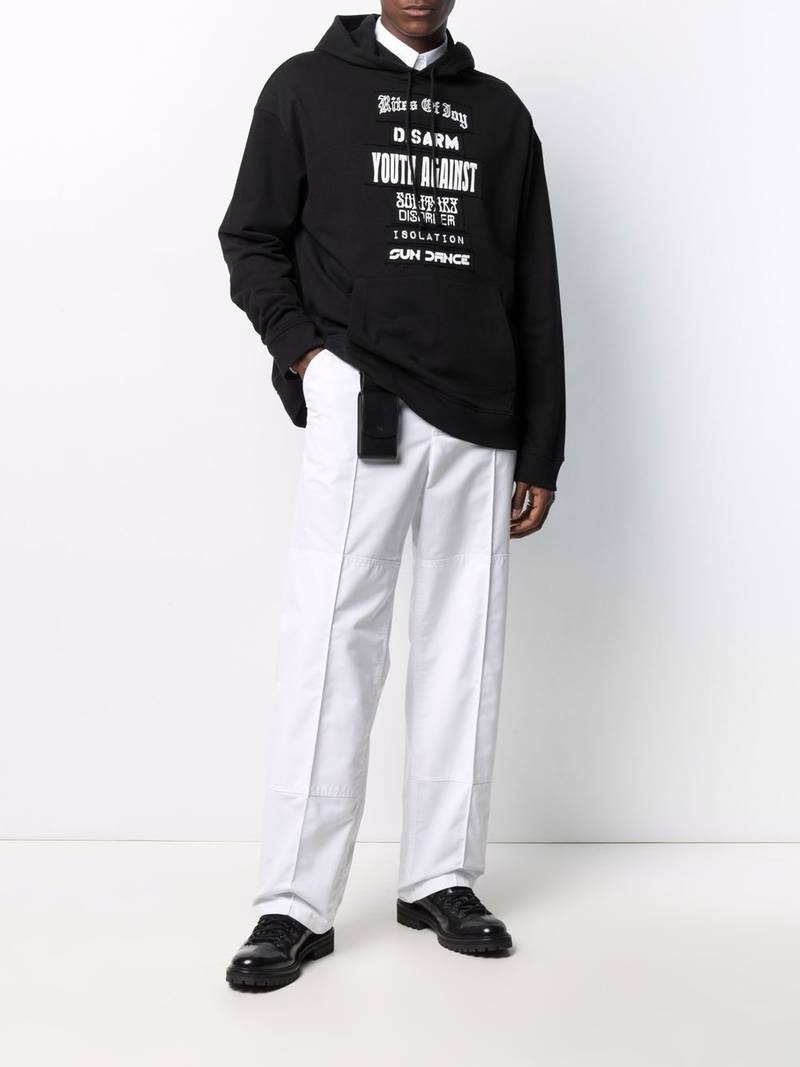 Raf Simons patch-detail cotton hoodie outlook