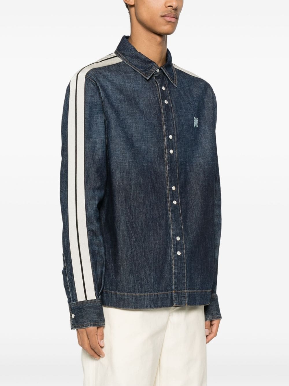 monogram track denim jacket - 3