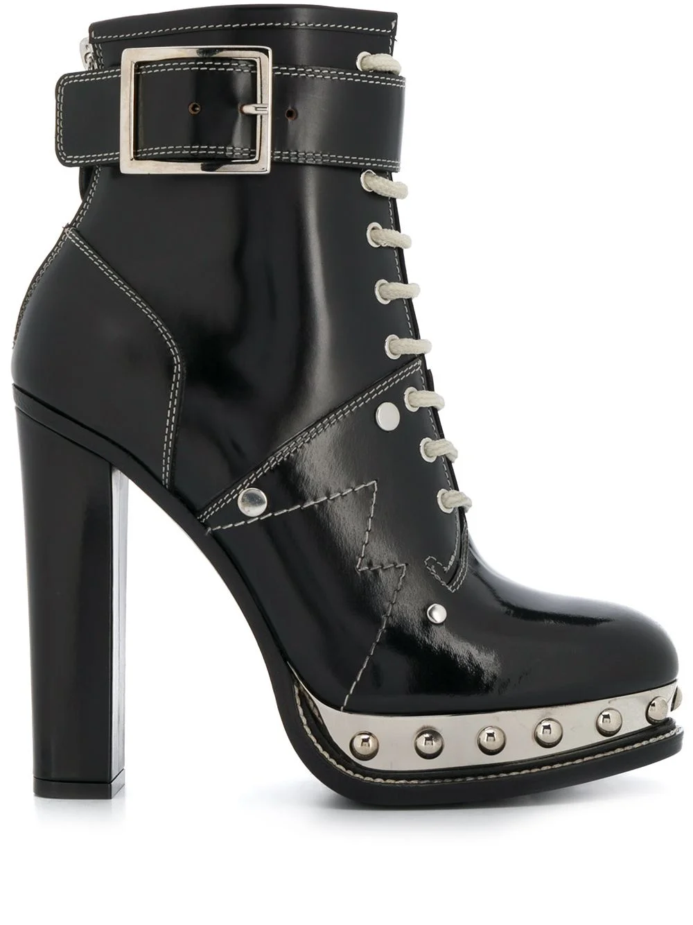studded metallic platform sole ankle boots - 1