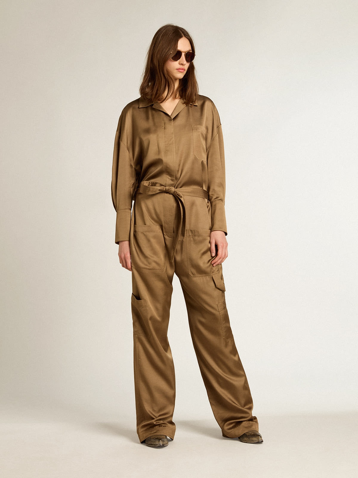 Mocha-beige viscose jumpsuit - 2