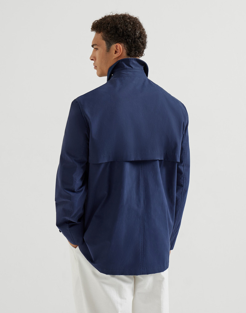 Water-resistant techno cotton gabardine outerwear jacket with hook fastening 3