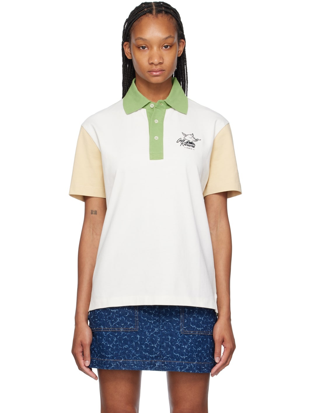 送料関税込♪MAISON KITSUNE/Cafe Kitsune Colorblock Polo Maison Kitsuné CAFE KITSUNE COLORBLOCK RELAX POLO | REVERSIBLE