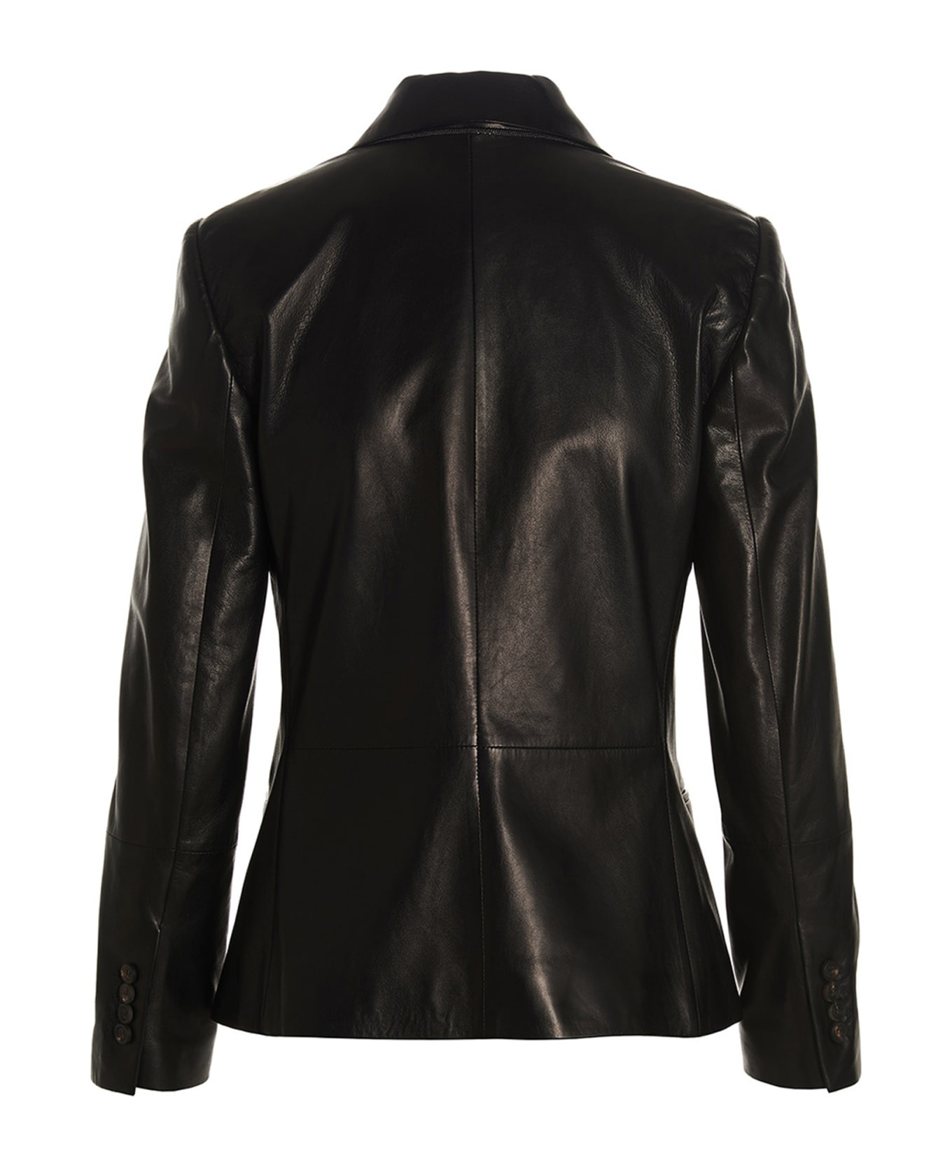 Double-breasted Leather Jacket - 2