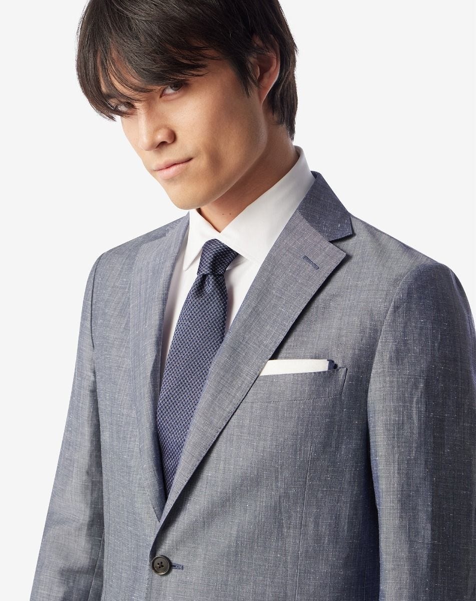 Pale blue silk tie with jacquard micro pattern - 2