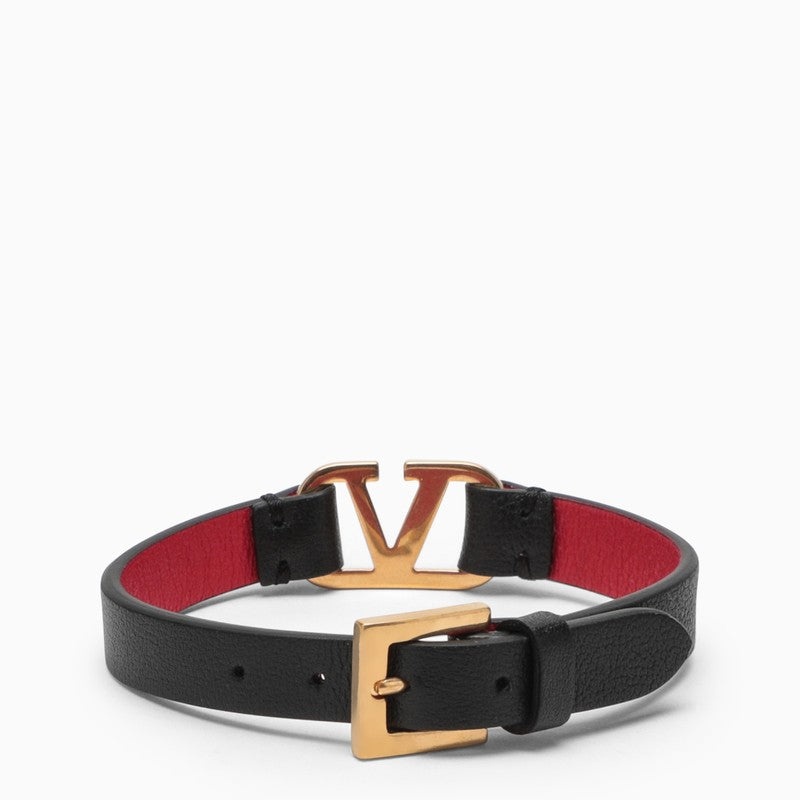 Valentino Garavani Black Leather Vlogo Signature Bracelet Women - 3