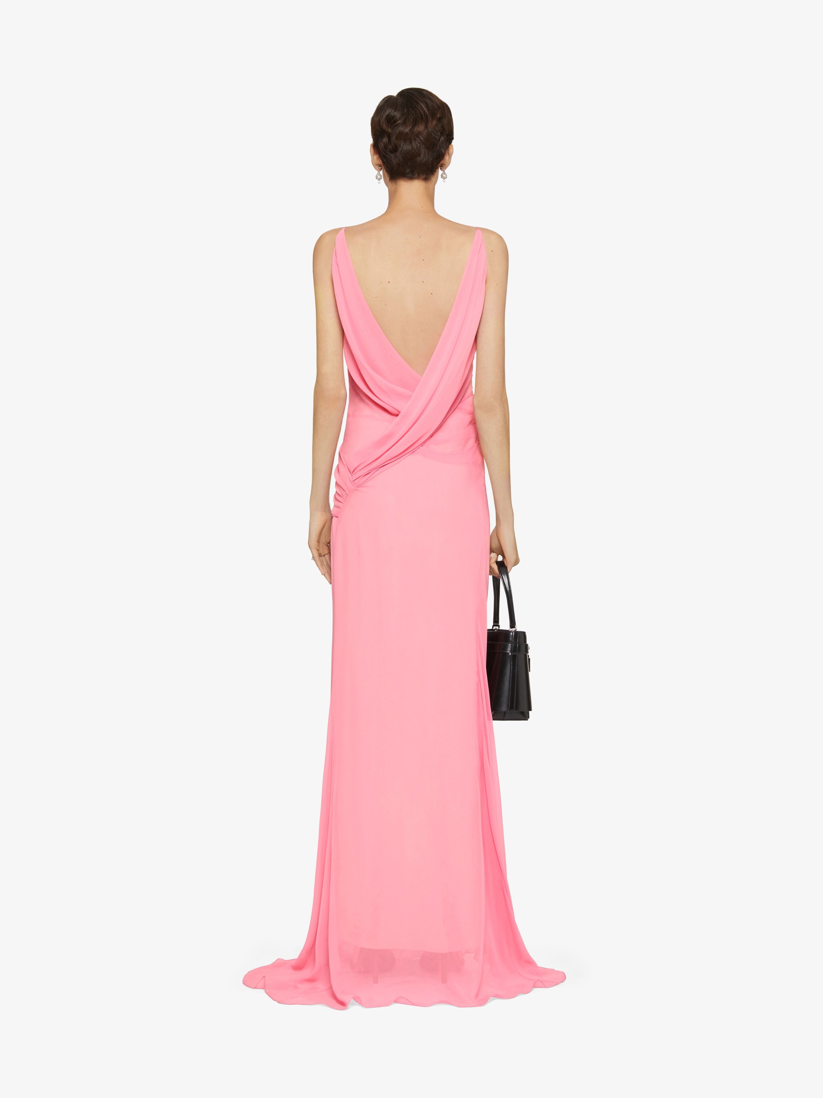EVENING DRAPED DRESS IN SILK WITH CHAINS - 4