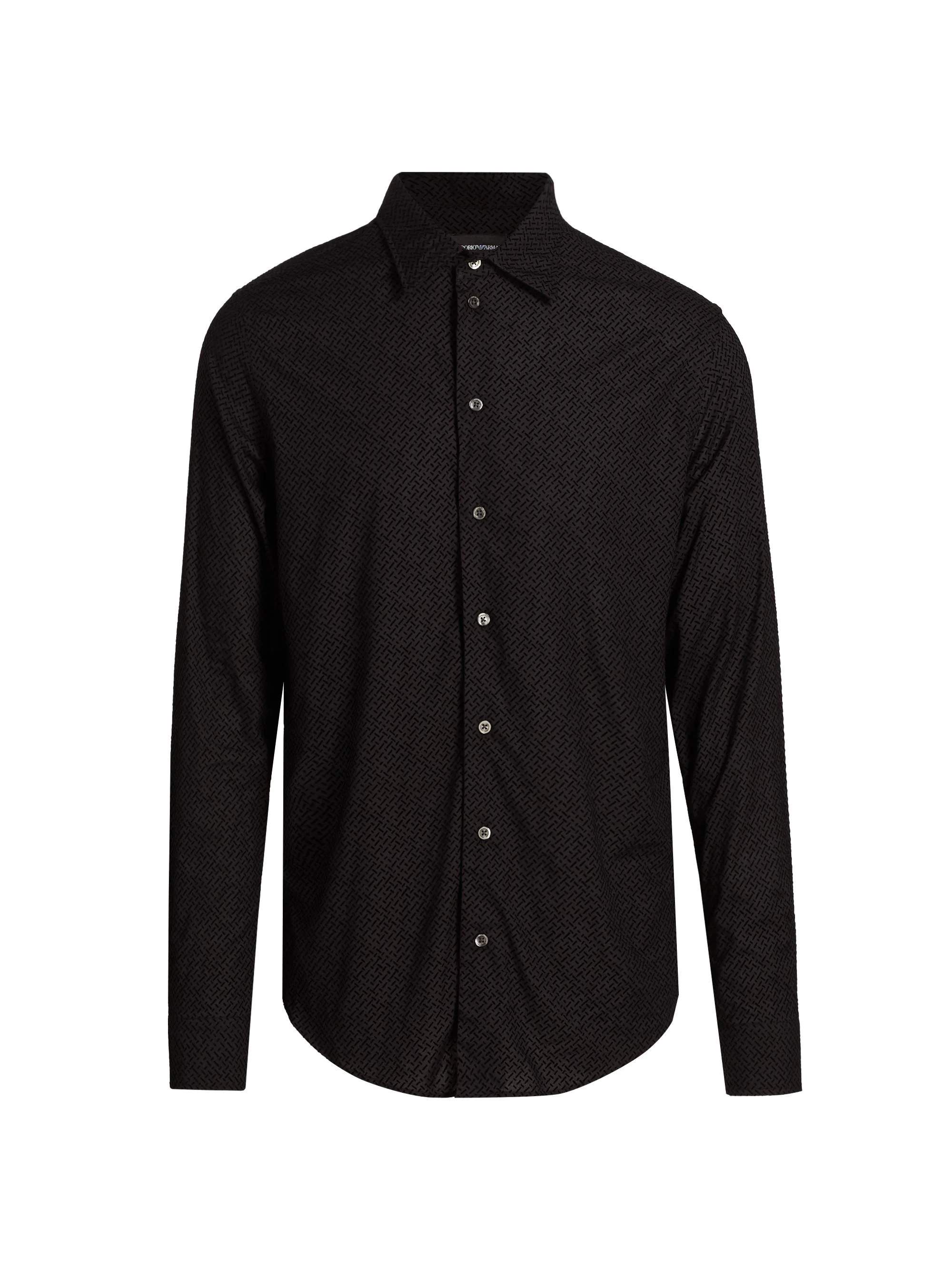 Men's Flocked Velvet Sport Shirt - Black - 1