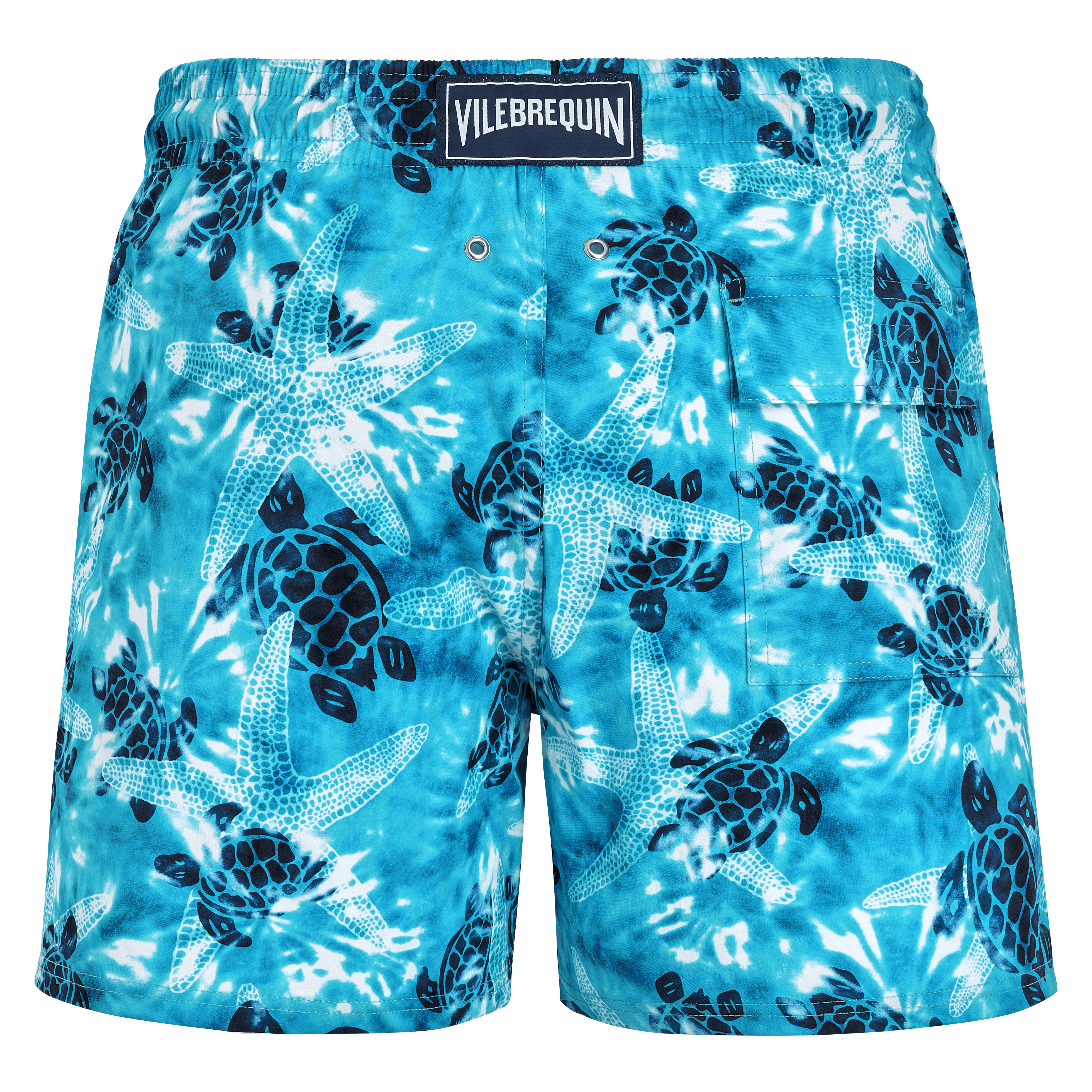 Men Stretch Short Swim Trunks Starlettes and Turtles Tie & Dye - 2