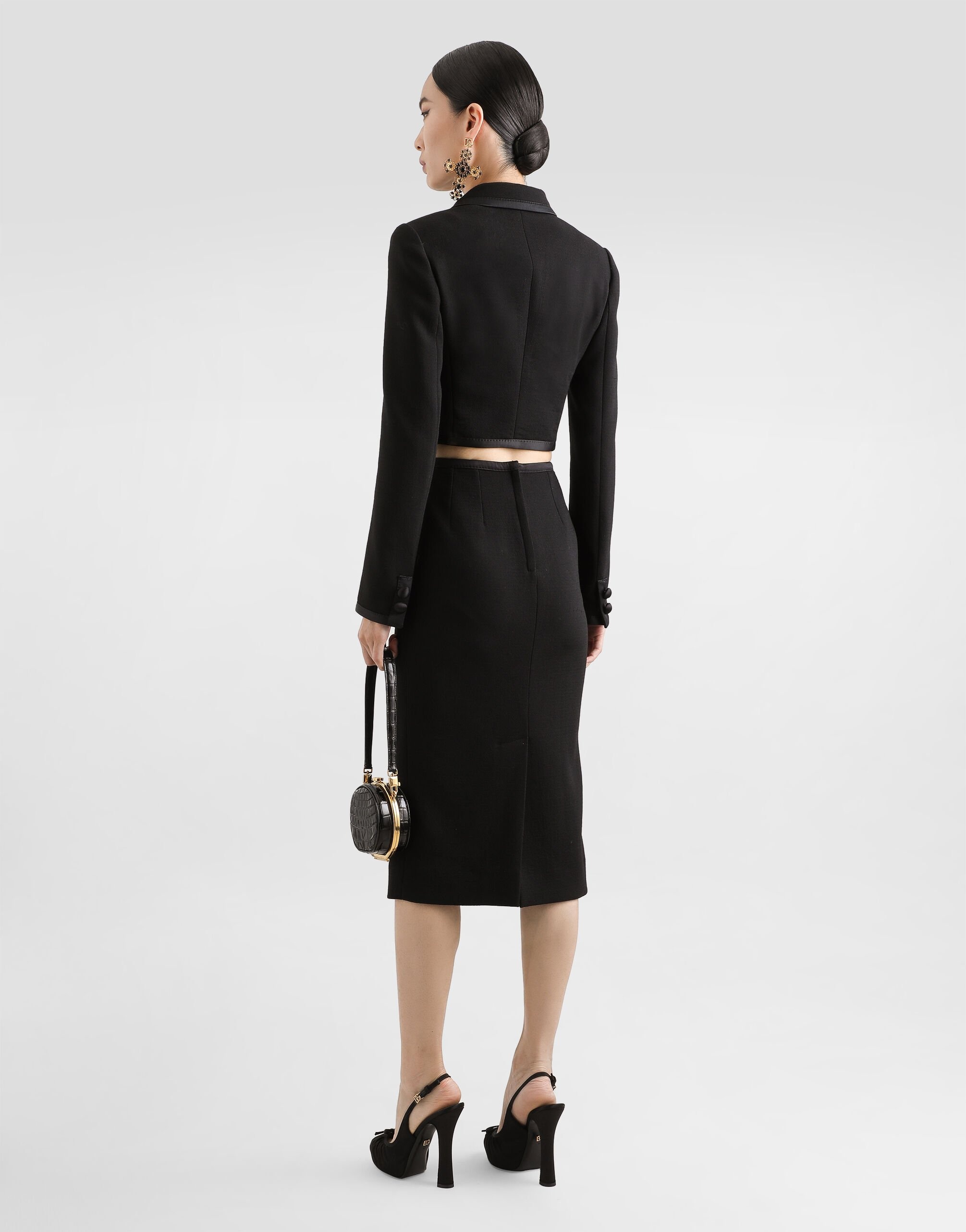 Wool crepe calf-length pencil dress - 3