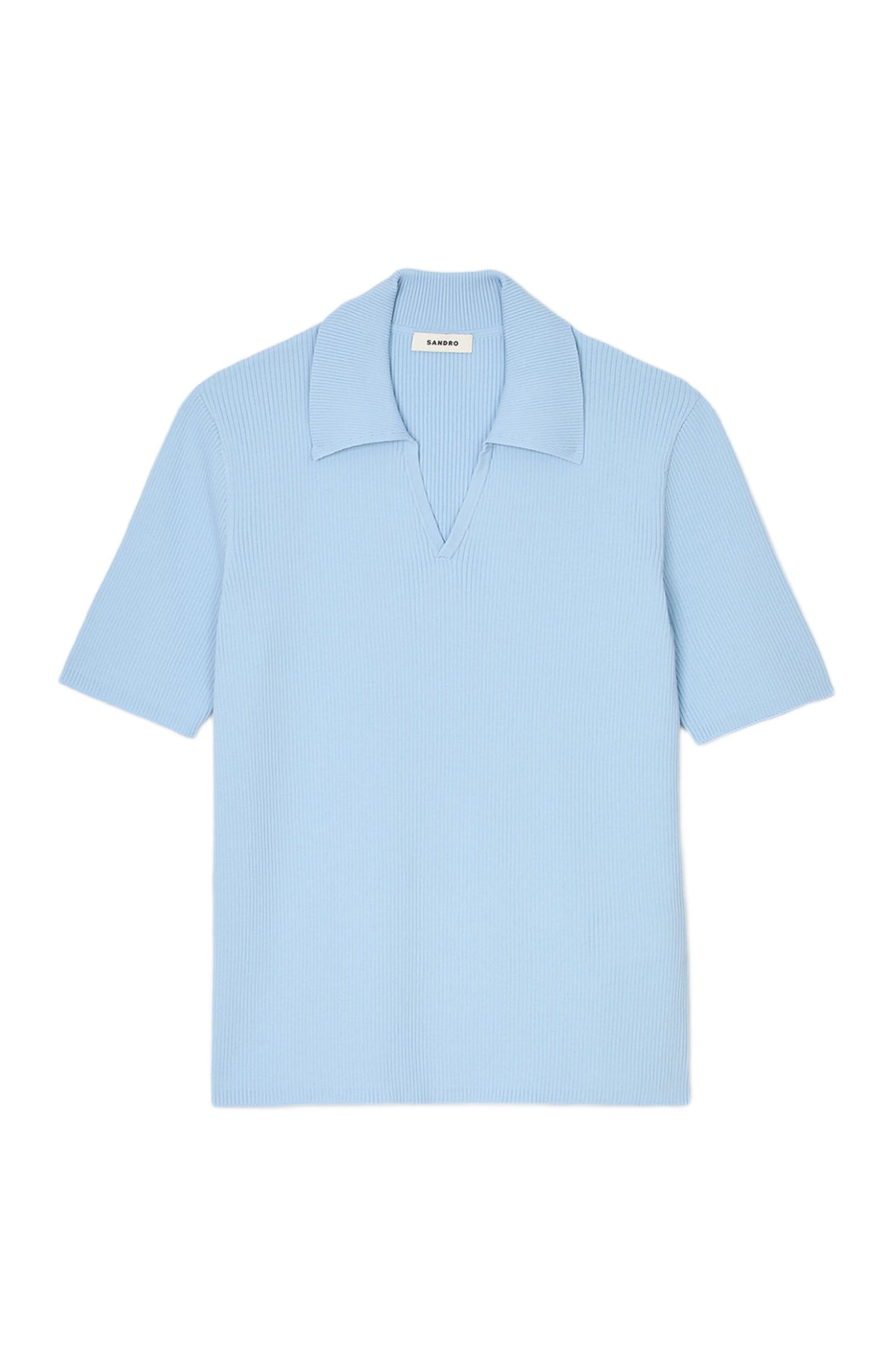SANDRO Rib knit polo shirt in Blue Sky at Nordstrom - 5