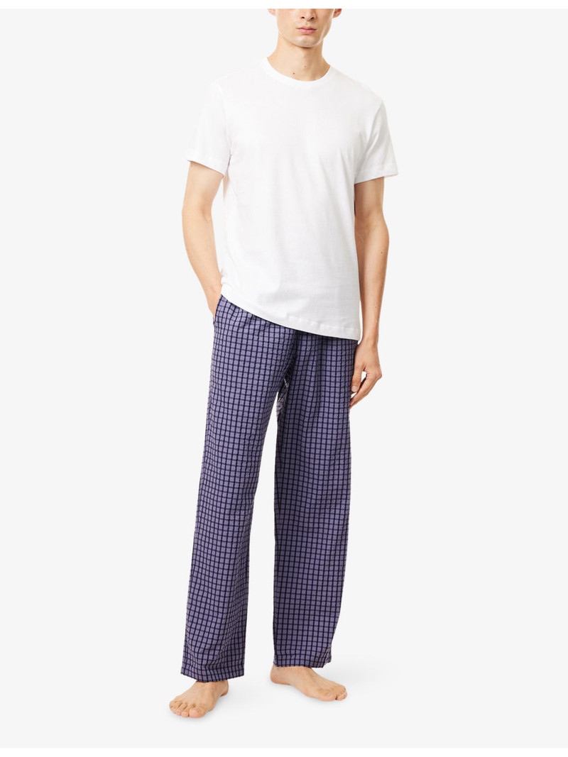 EMPORIO ARMANI Branded-Waistband Checked Cotton Pyjama Bottoms outlook