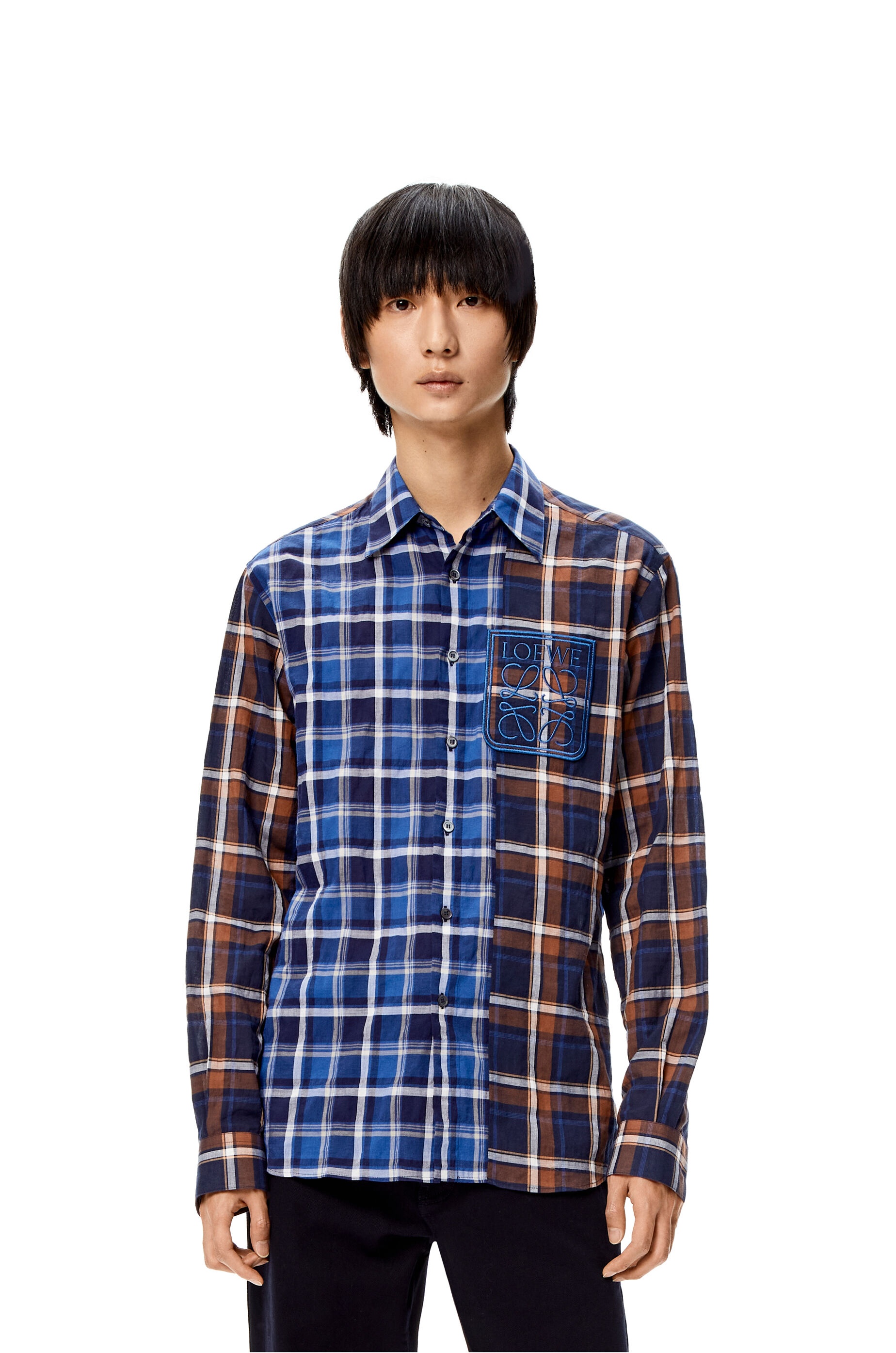 Patchwork check shirt in cotton - 3