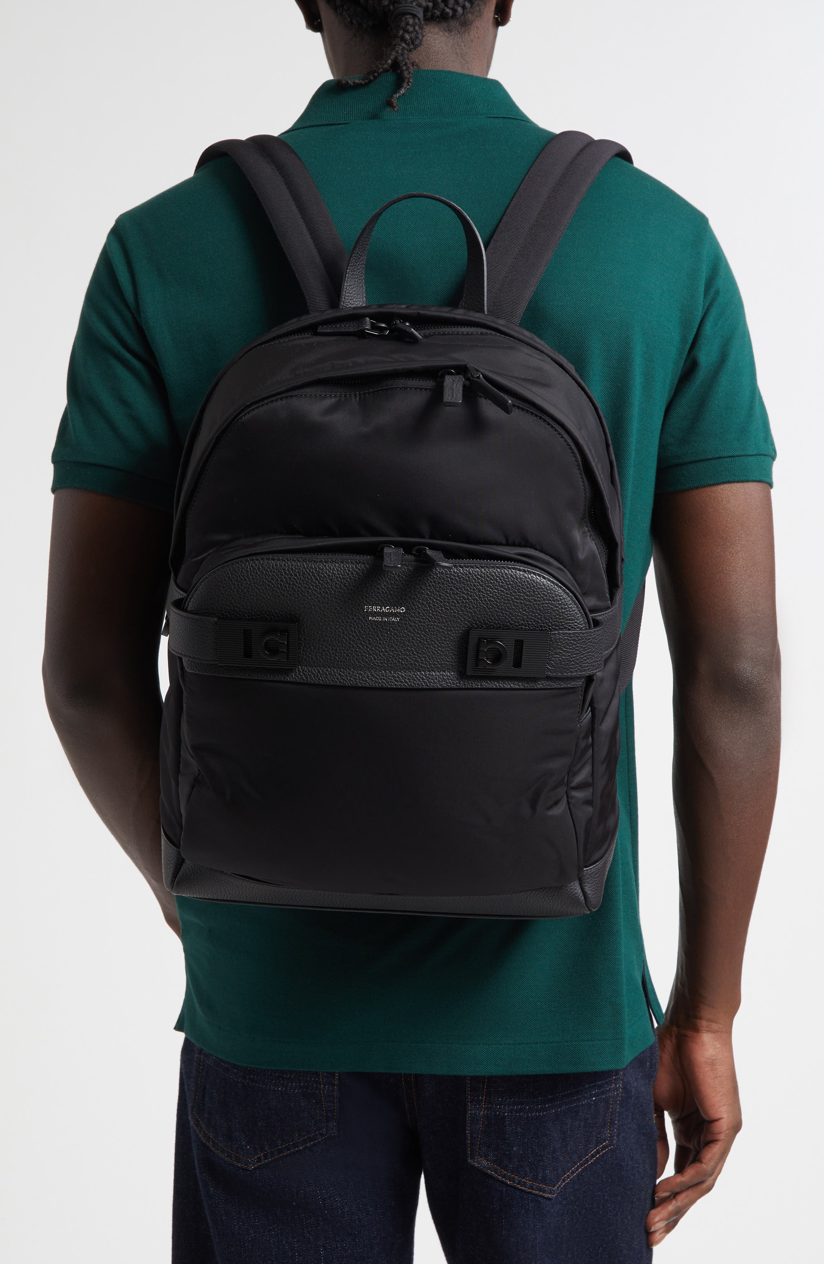 FERRAGAMO Twins Nylon Backpack in Nero at Nordstrom - 2