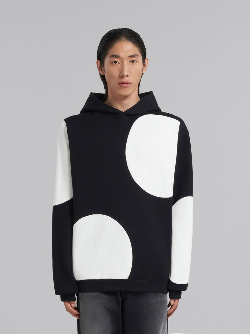 Marni BLACK BIO COTTON HOODIE WITH MAXI POLKA DOTS outlook