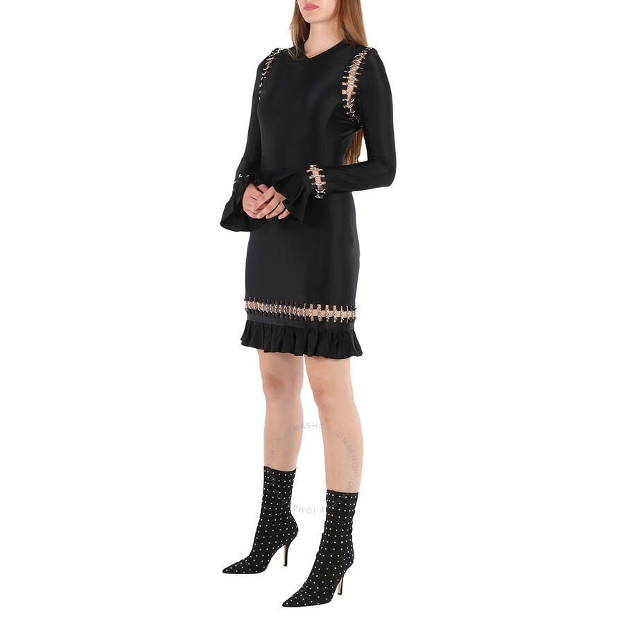 Burberry Ladies Black Ring Pierced Stretch Jersey Mini Dress - 5