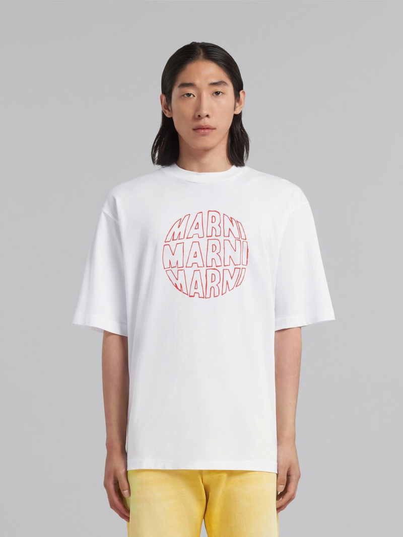 Marni WHITE BIO COTTON T-SHIRT WITH CIRCULAR LOGO outlook