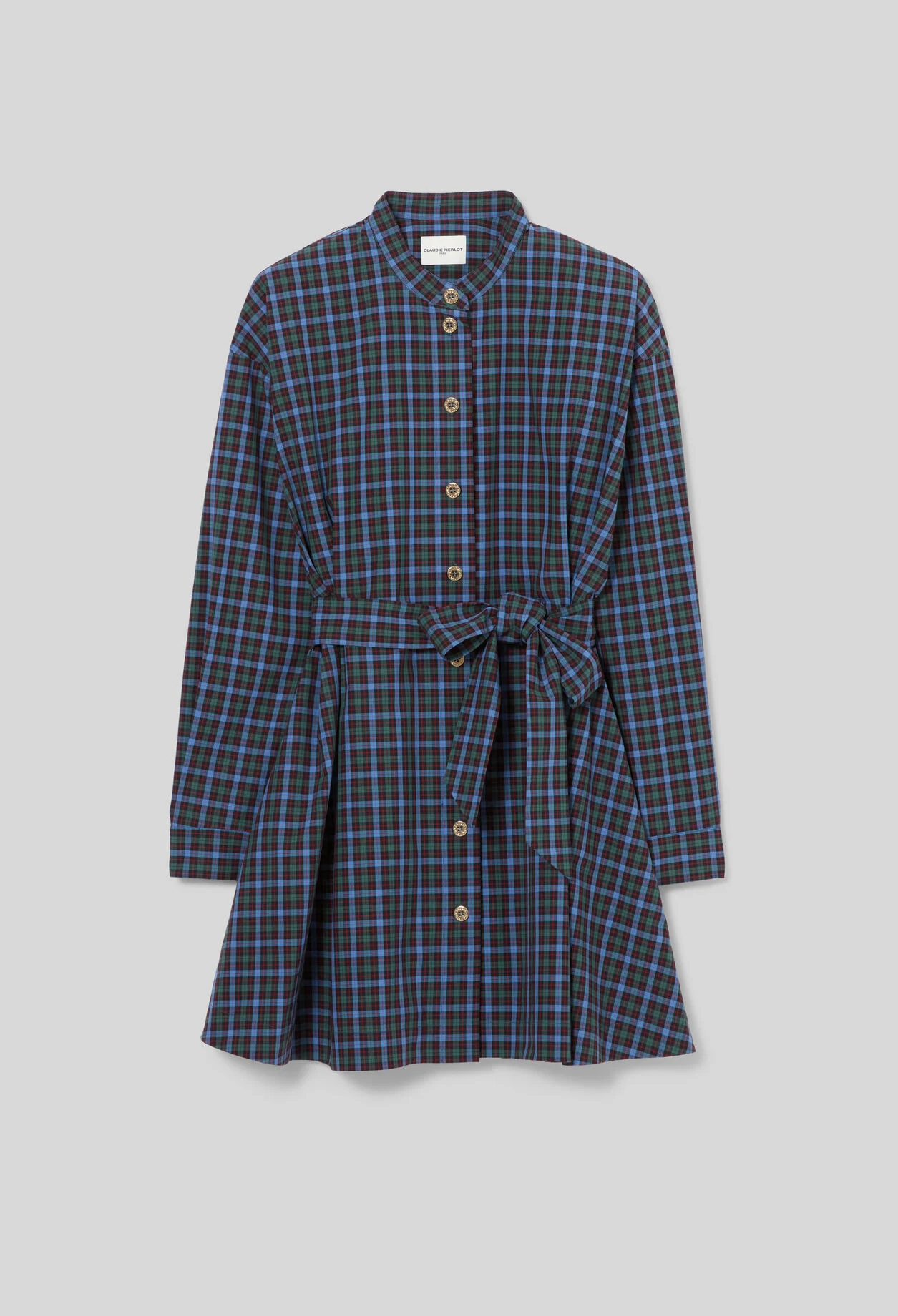 CHECKED COTTON SHIRT DRESS - 1