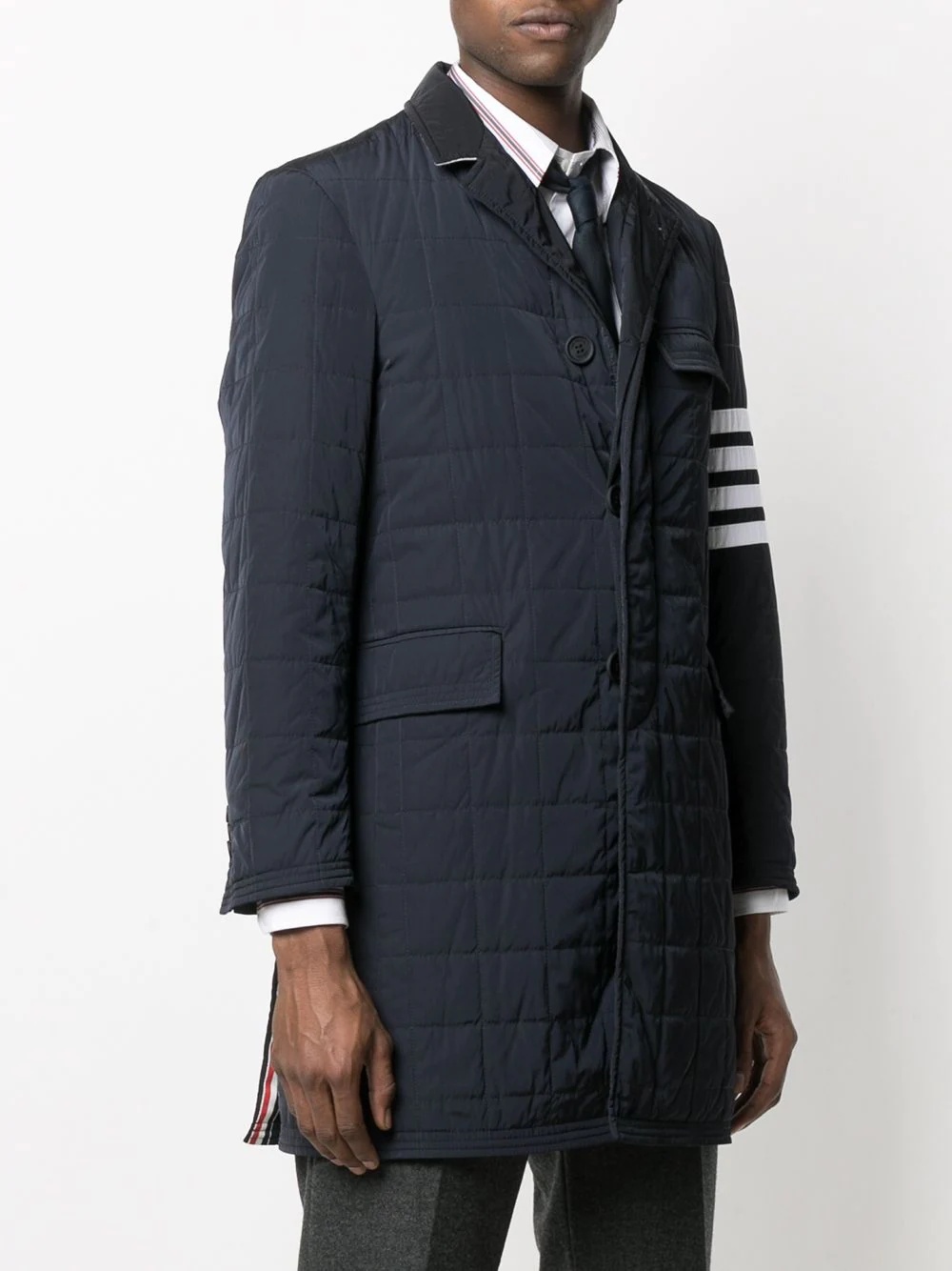 4-Bar motif padded tailored coat - 3