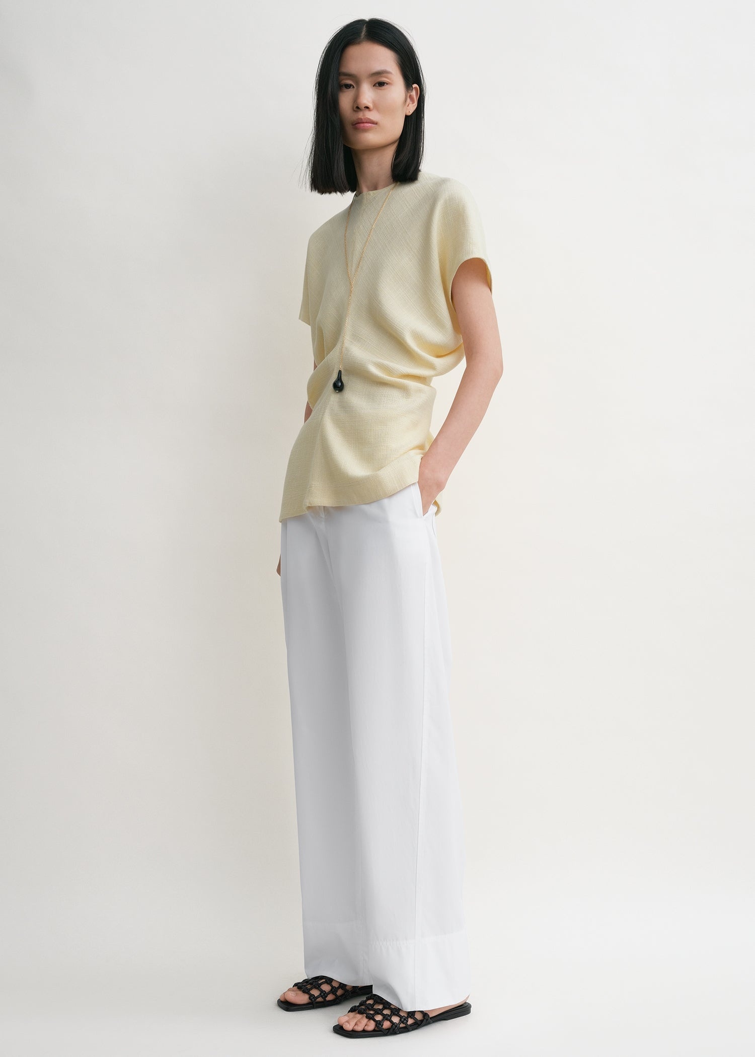 Slouch waist basketweave top straw - 3