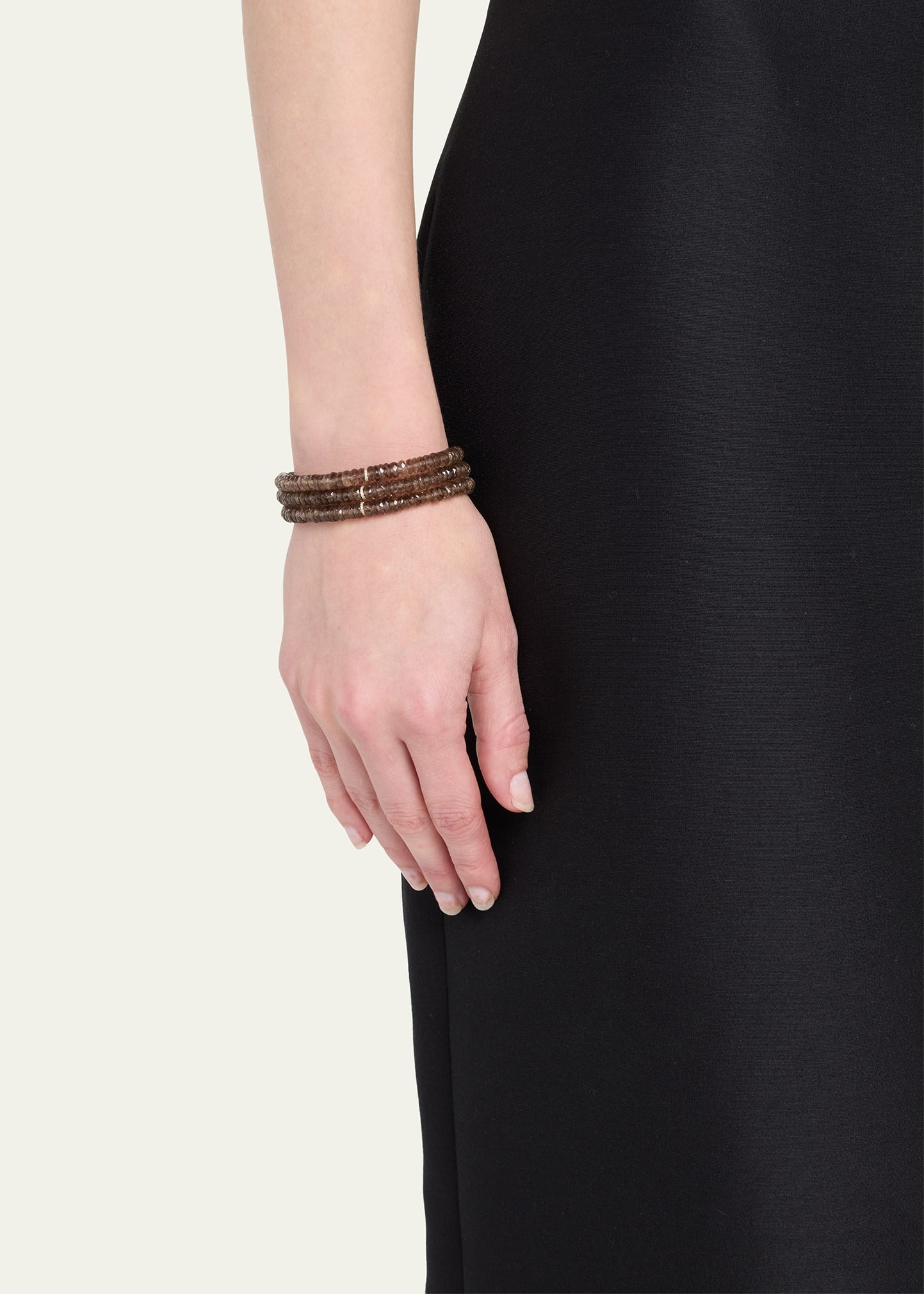 Diamond Rondelle & Faceted Smokey Topaz Bead Bracelet - 2
