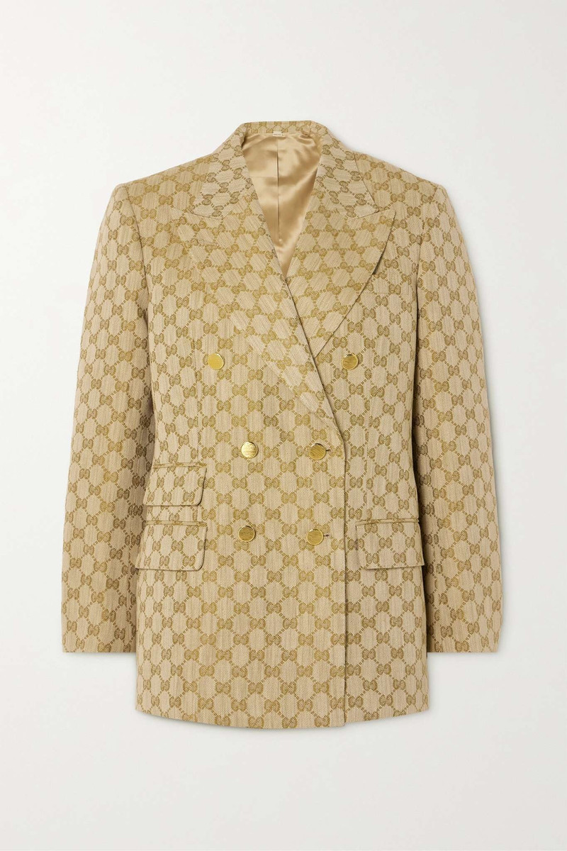 Double-breasted wool-jacquard blazer - 1