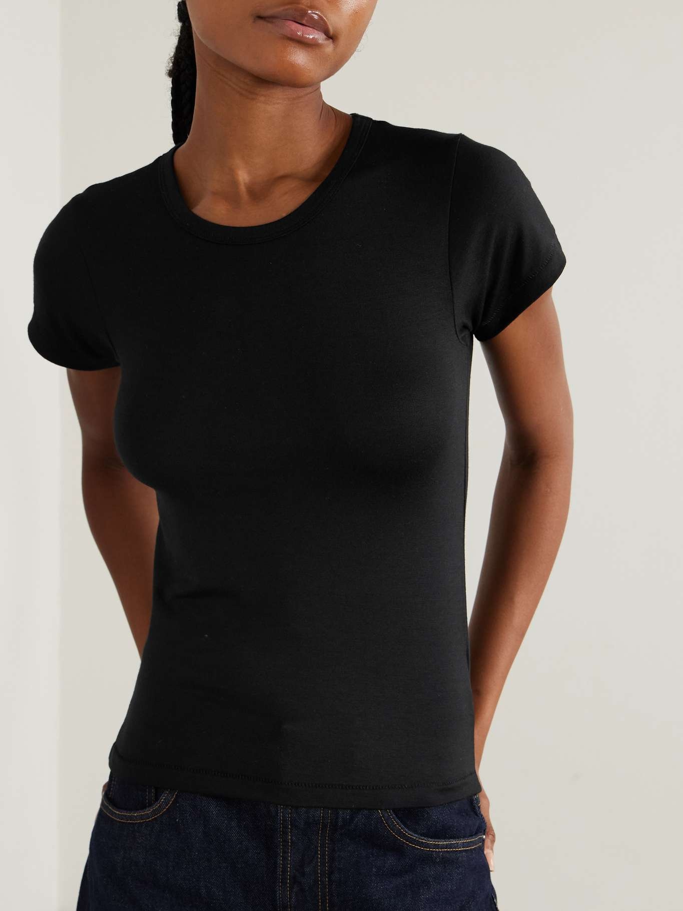 Stretch-modal jersey T-shirt Black - 3